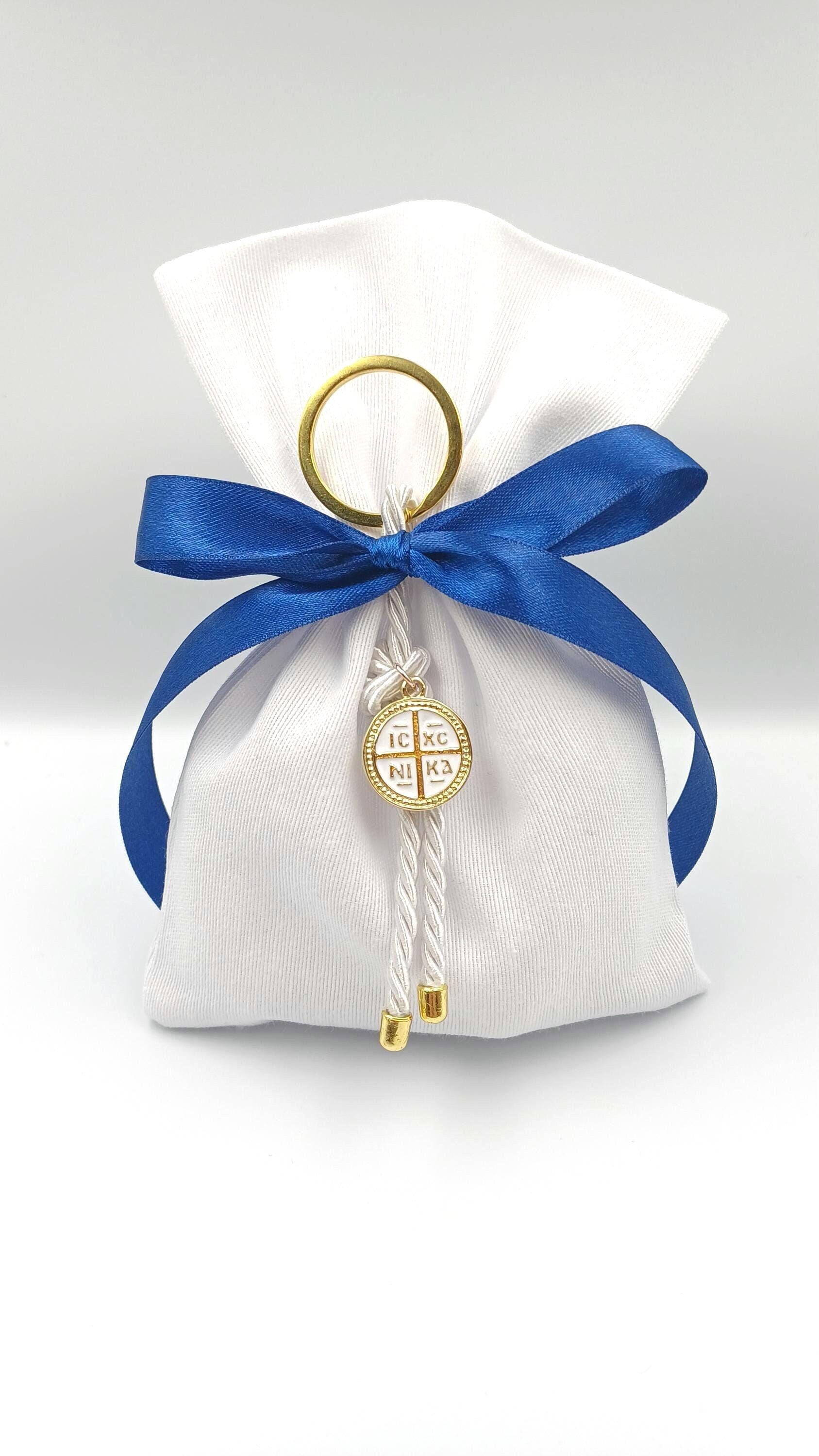 10 pcs, Greek  Orthodox baptism boubounieres, first communion Keychain favors, Boy baptism, Koufeta almond candy, Bombonieres, martyrika.