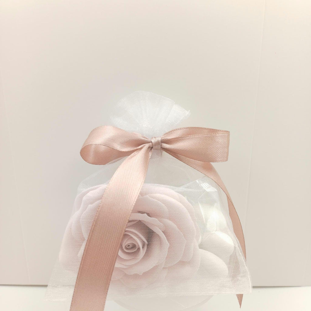 Wedding Favor with Rose Soap & Jordan Almonds Elegant Organza Bag bomboniera, Bridal Shower, Baptism, Baby Shower Gift for Guests,10 pcs.