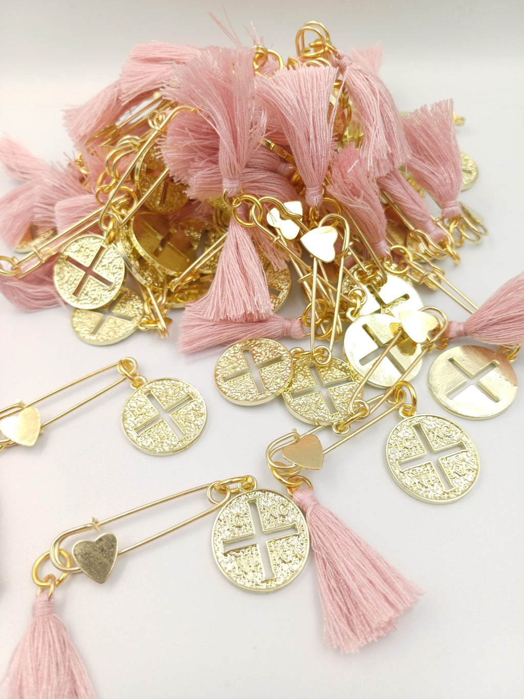 10 pcs, Martyrika Safe pins Baptism,Greek Orthodox byzantine cross ICXCNIKA  Christening Martirika cross favors,Witness pins,First communion