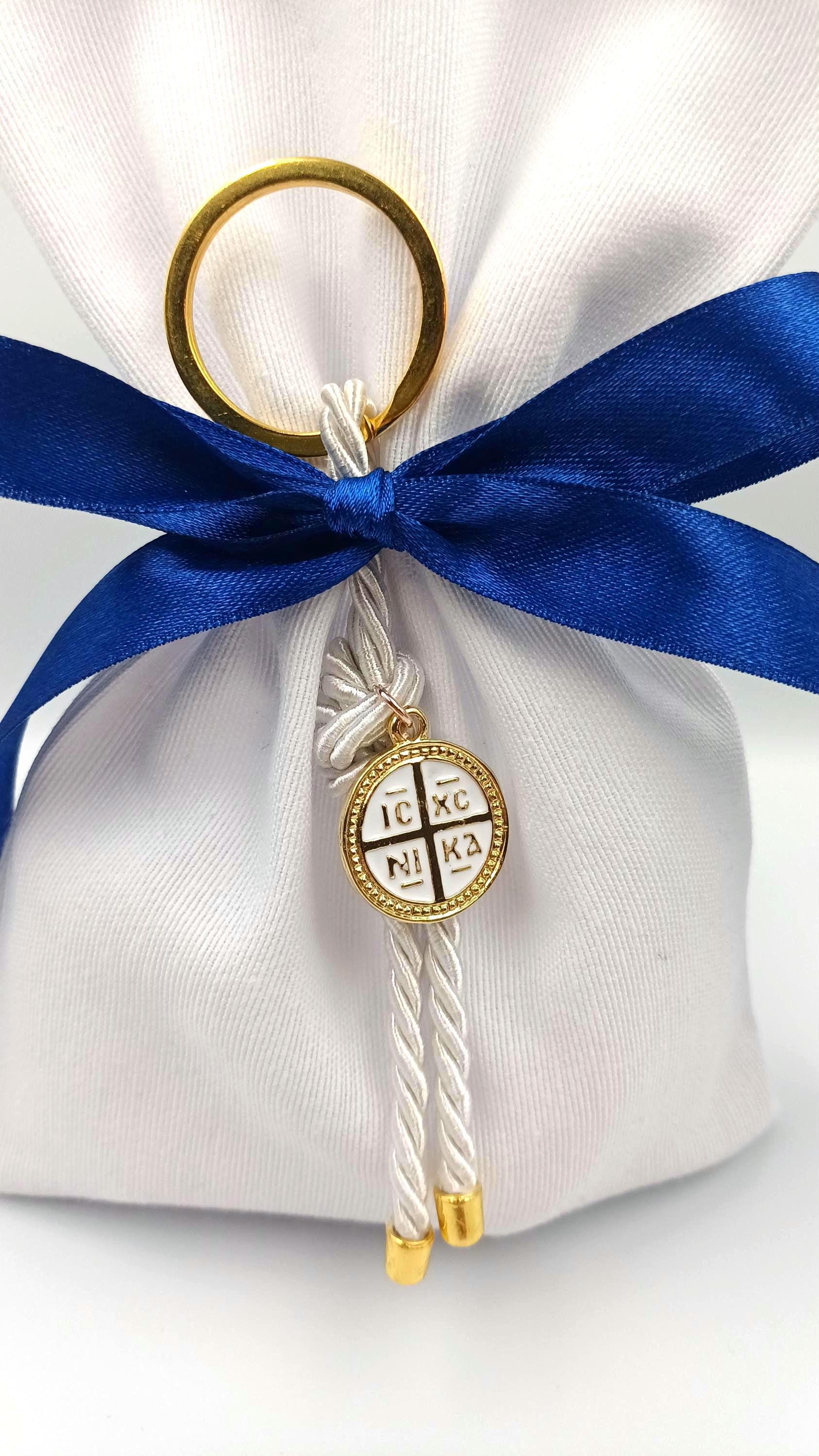 10 pcs, Greek  Orthodox baptism boubounieres, first communion Keychain favors, Boy baptism, Koufeta almond candy, Bombonieres, martyrika.