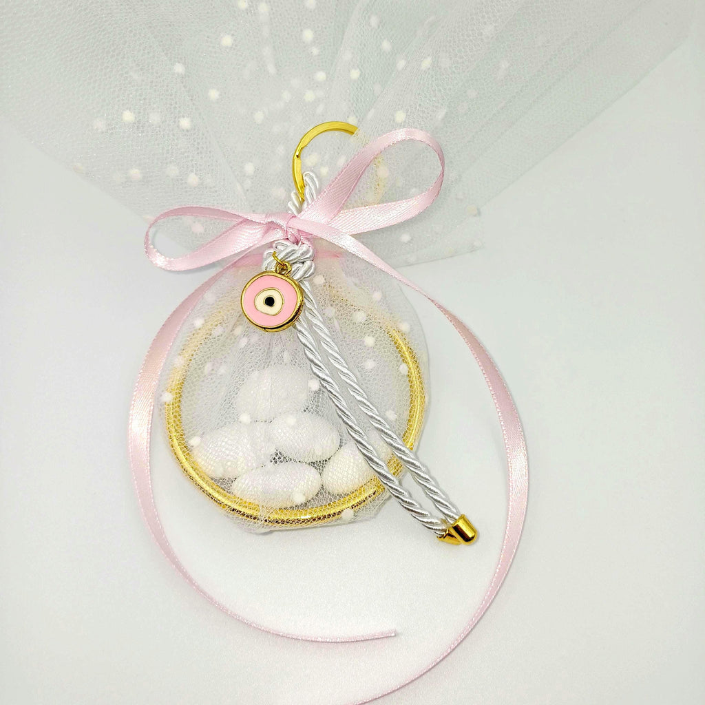 10 pcs, Greek baptism Mpomponiera, Evil eye keychain, Orthodox baptism girl favor, almond candy. Koufeta, Martyrika,jordan almond,mi bautizo