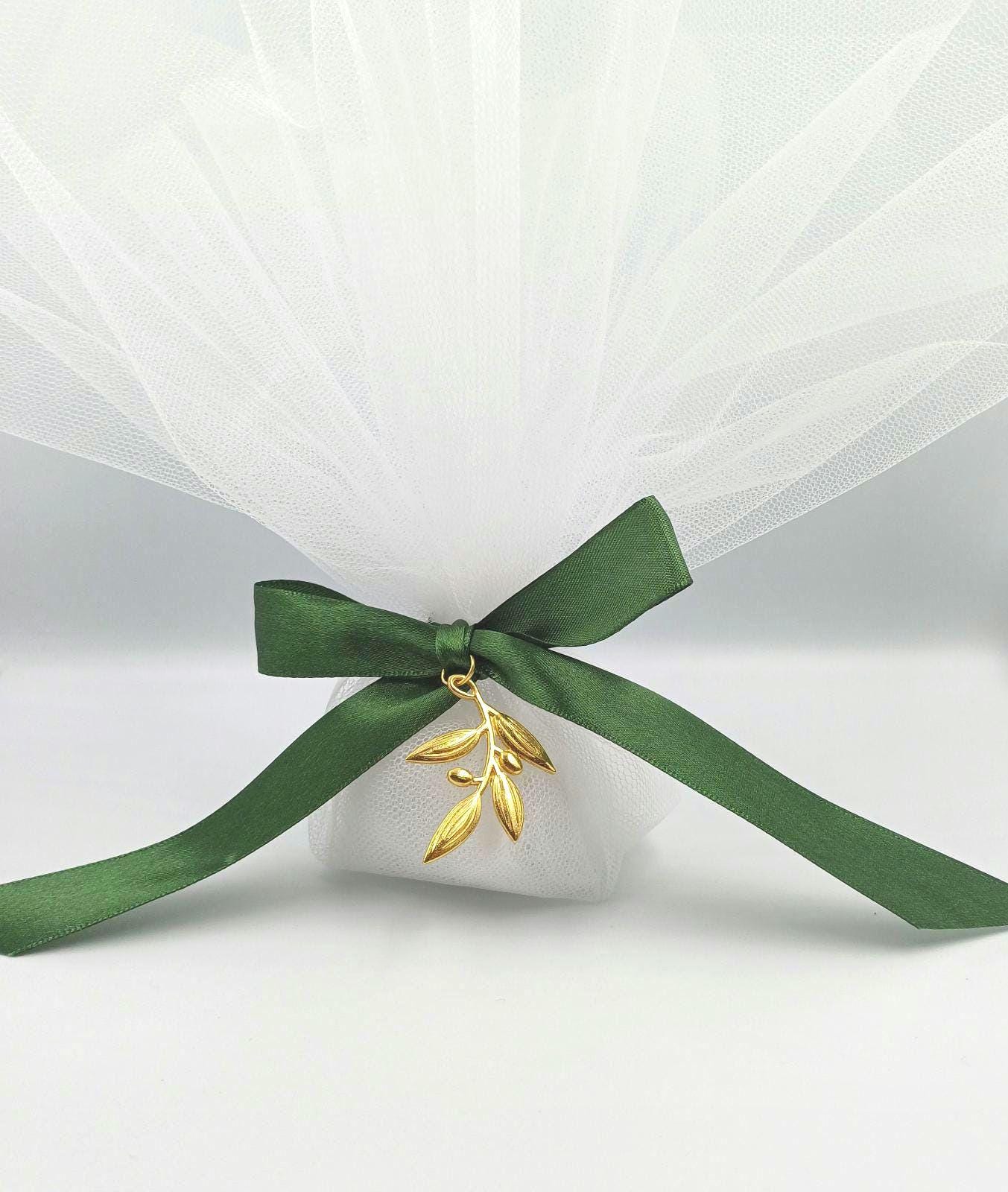 10 pcs, Greek wedding boubouniera, Tulle Wedding Favor, Olive branch favor, Orthodox wedding,  Mpomponiera, Bomboniere, Koufeta.
