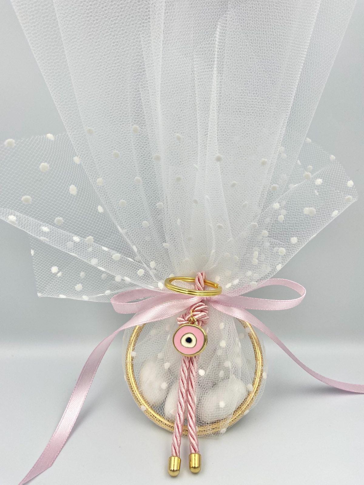 10 pcs, Greek baptism Mpomponiera, Evil eye keychain, Orthodox baptism girl favor, almond candy. Koufeta, Martyrika,jordan almond,mi bautizo