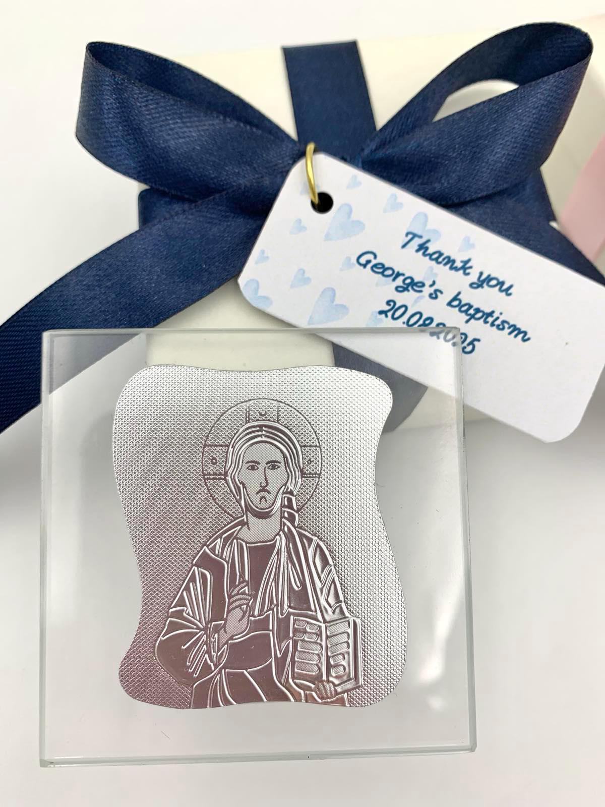 Greek icon favors Orthodox baptism  boboniera souvenir for guests koufeta box,Panagia and Christos icon favors Available as a pair. 10pcs