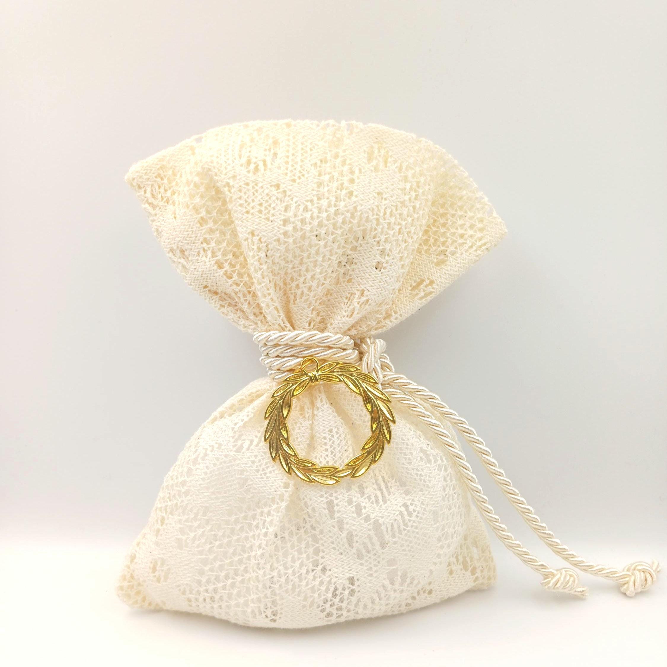 Lace favor Bags Personalized Romantic Wedding Favors,Greek bombonieres Koufeta, Bridal shower favors , Vintage favor baptism 10 pcs