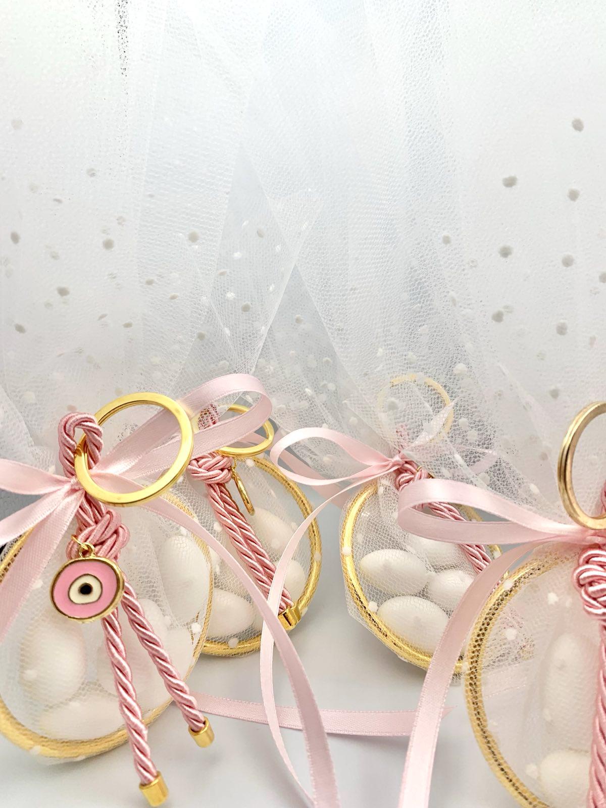 10 pcs, Greek baptism Mpomponiera, Evil eye keychain, Orthodox baptism girl favor, almond candy. Koufeta, Martyrika,jordan almond,mi bautizo