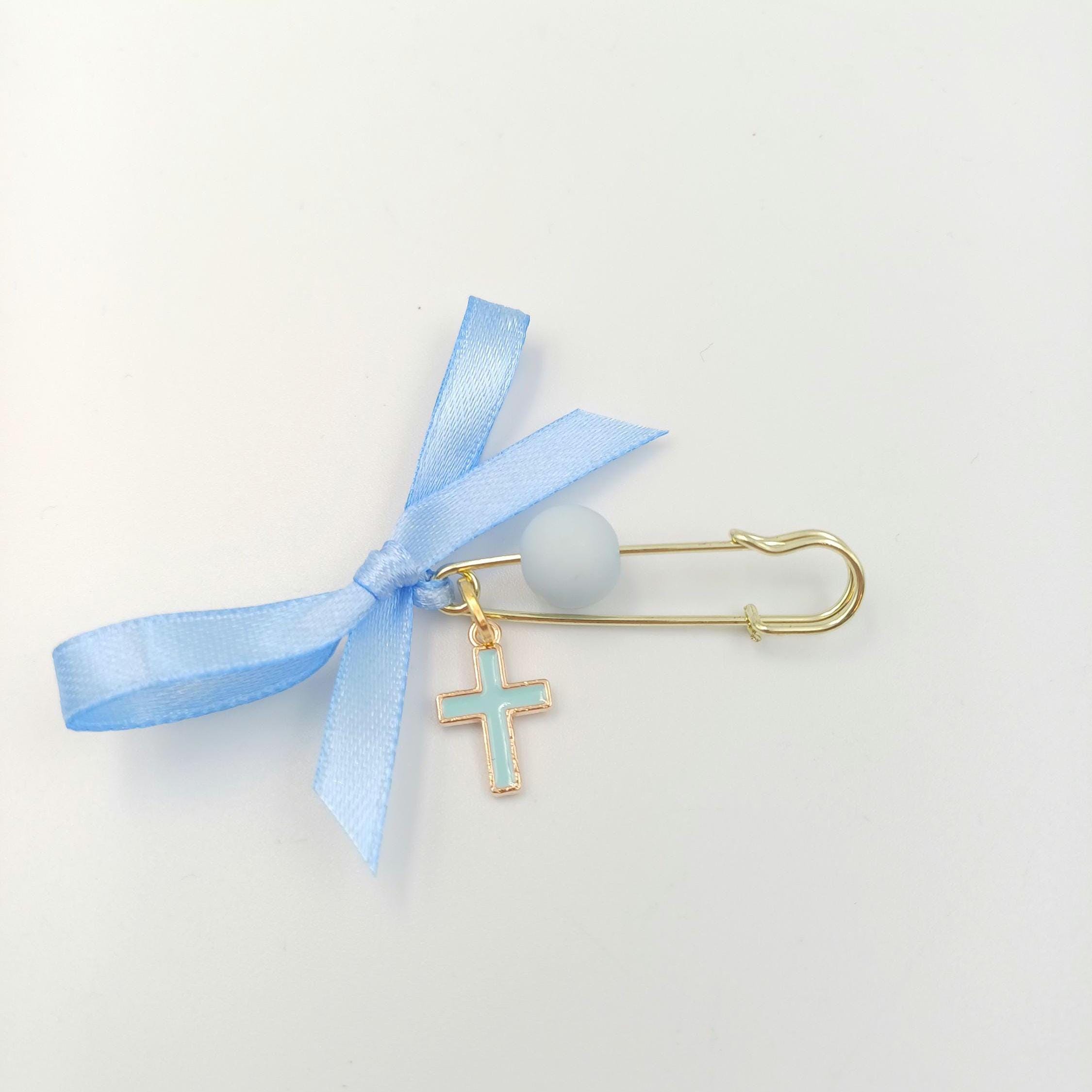 10 pcs, Greek Baptism enamel cross Martyrika safe pins, Boy baptism Witness favors pins, Baby shower , First Communion favors,Tyrcoise cross