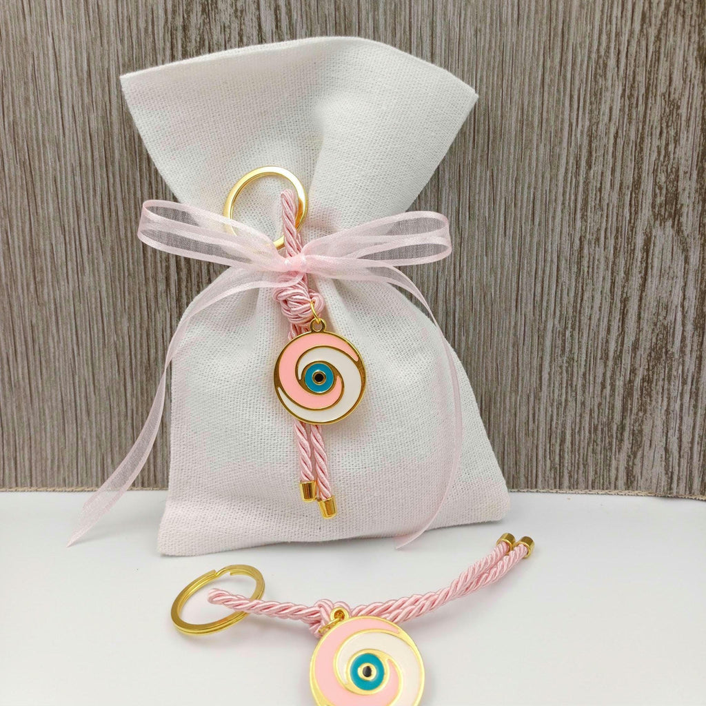 10 pcs, Greek baptism bombonieres, Orthodox Baptism- Evil Eye Martyrika Keychain-Girl Baptism Favor -Mibautizo -Witness gifts-koufeta almond