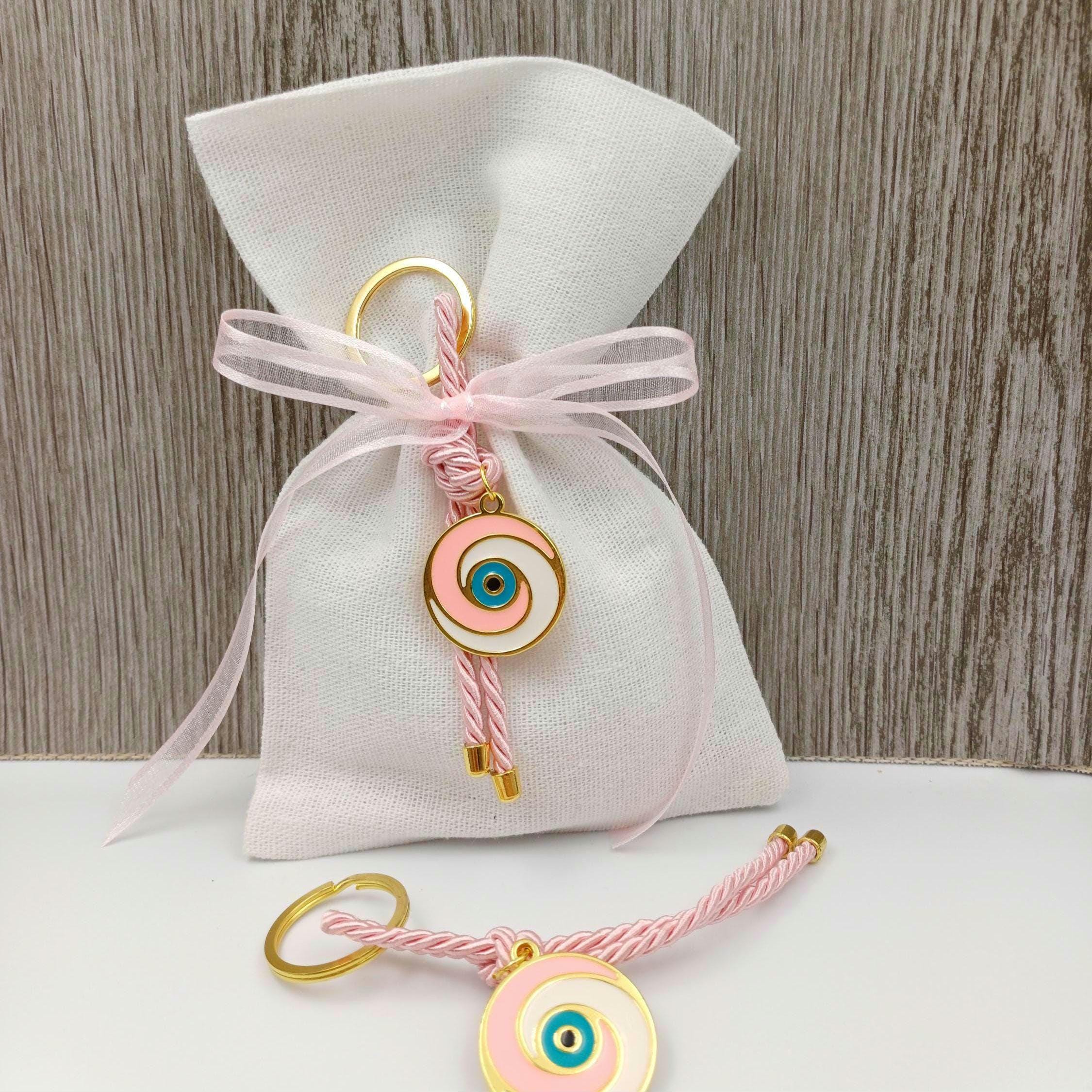 10 pcs, Greek baptism bombonieres, Orthodox Baptism- Evil Eye Martyrika Keychain-Girl Baptism Favor -Mibautizo -Witness gifts-koufeta almond
