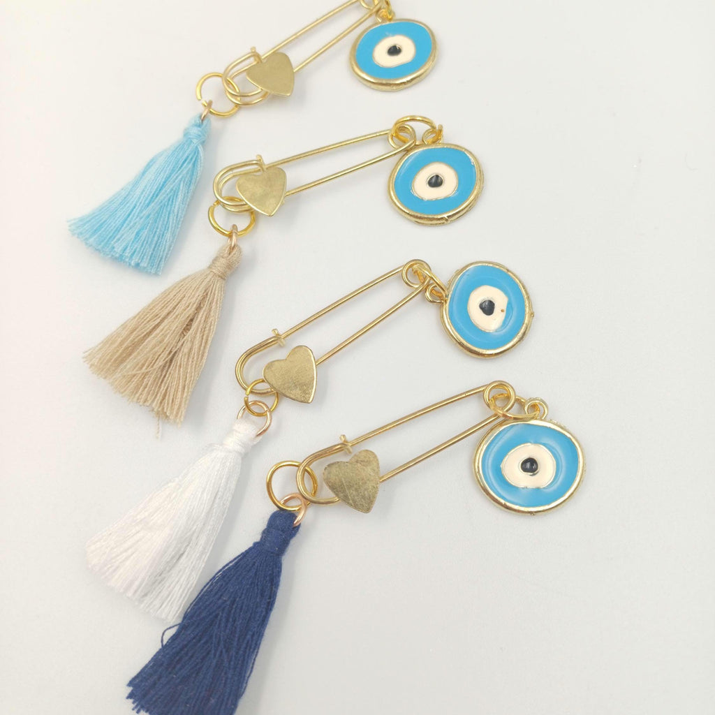 10 pcs, Greek Baptism  evil eye Martyrika safe pins, Boy baptism, Witness favors pins, Baby shower , First Communion favors, Greek mati.
