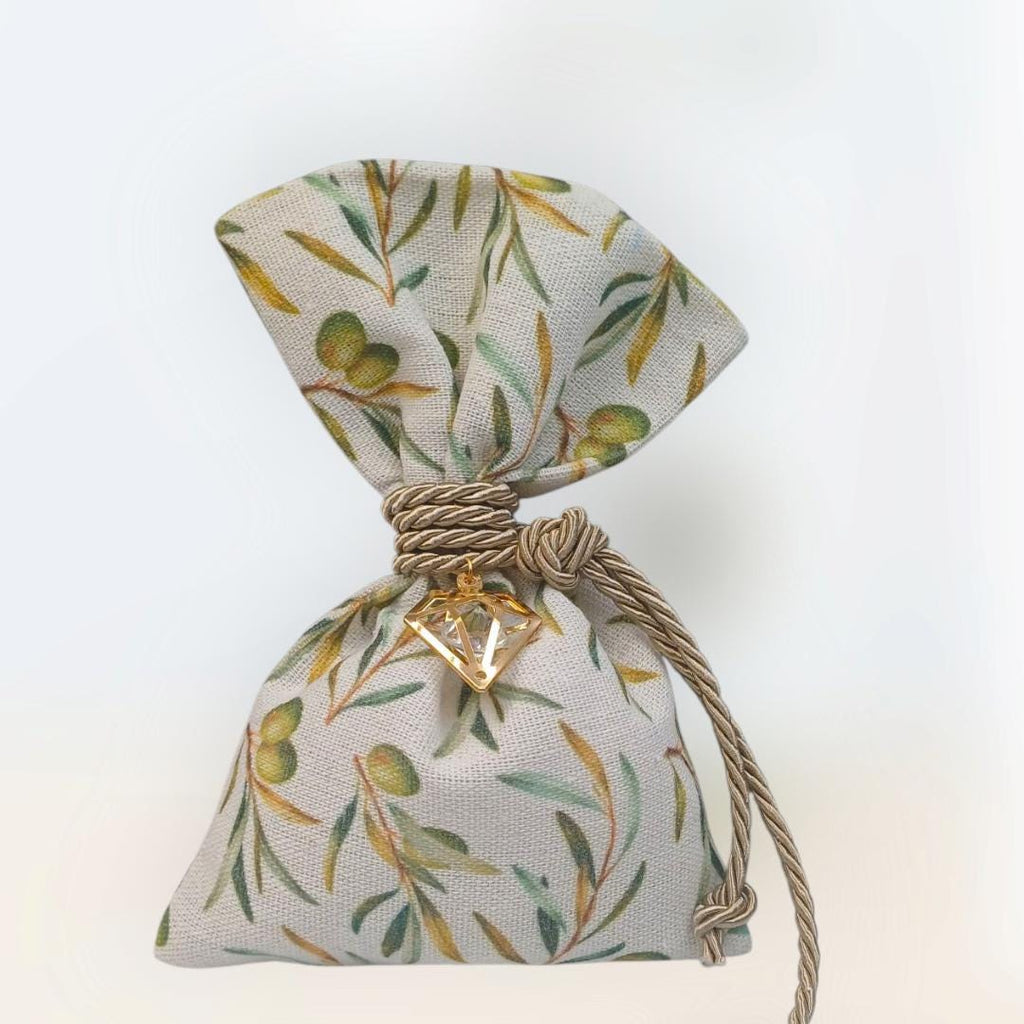 10 pcs - Personalized Greek Wedding Favors - Olive  Bombonieres - Koufeta Gifts for Guests -almond candy bags -baptism favors-confetti