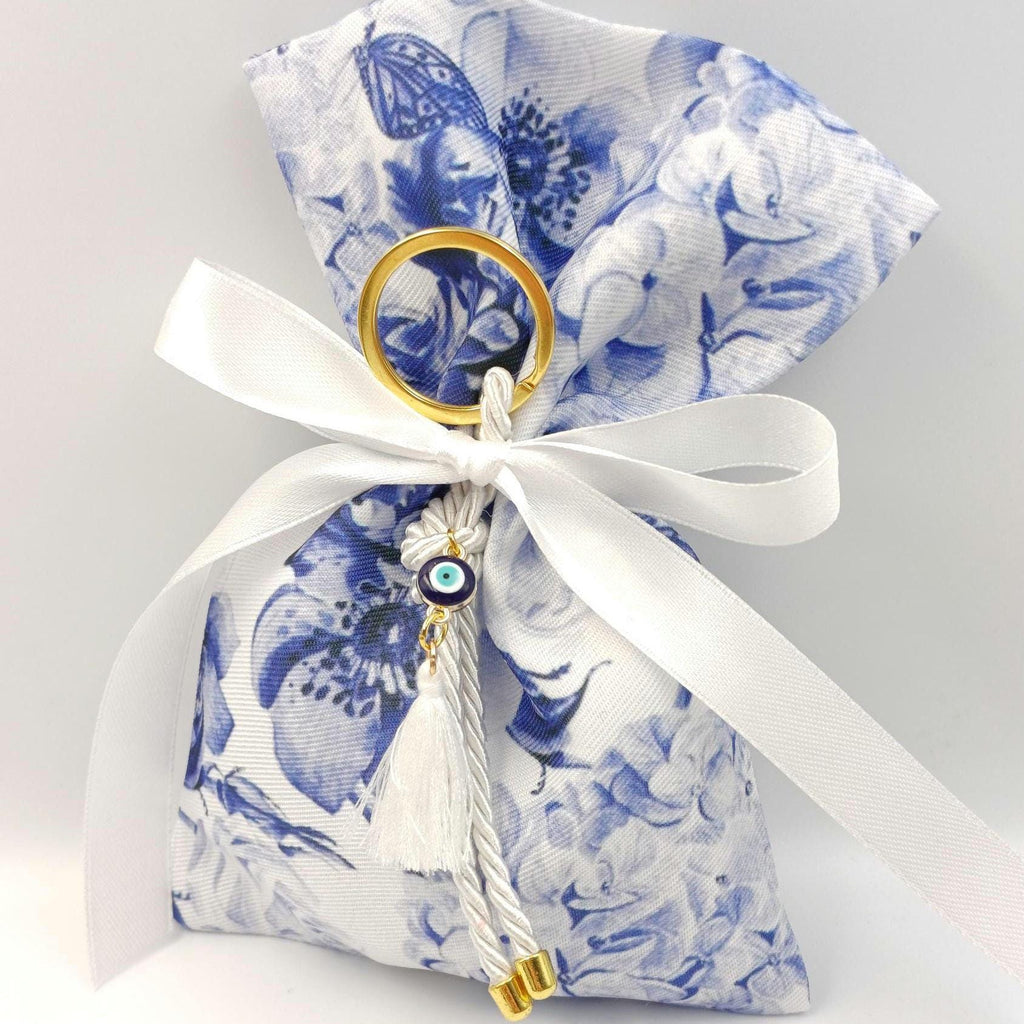 Floral wedding  favors  Greek baptism boubounieres evil eye Orthodox giveaway gifts sugared Almond candy pouches , koufeta bags ,10 pcs.