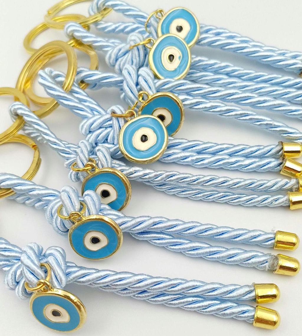 10 pcs Evil Eye Martirika Keychain Favors – Greek Orthodox Baptism for Boys – Witness Gifts for Guests