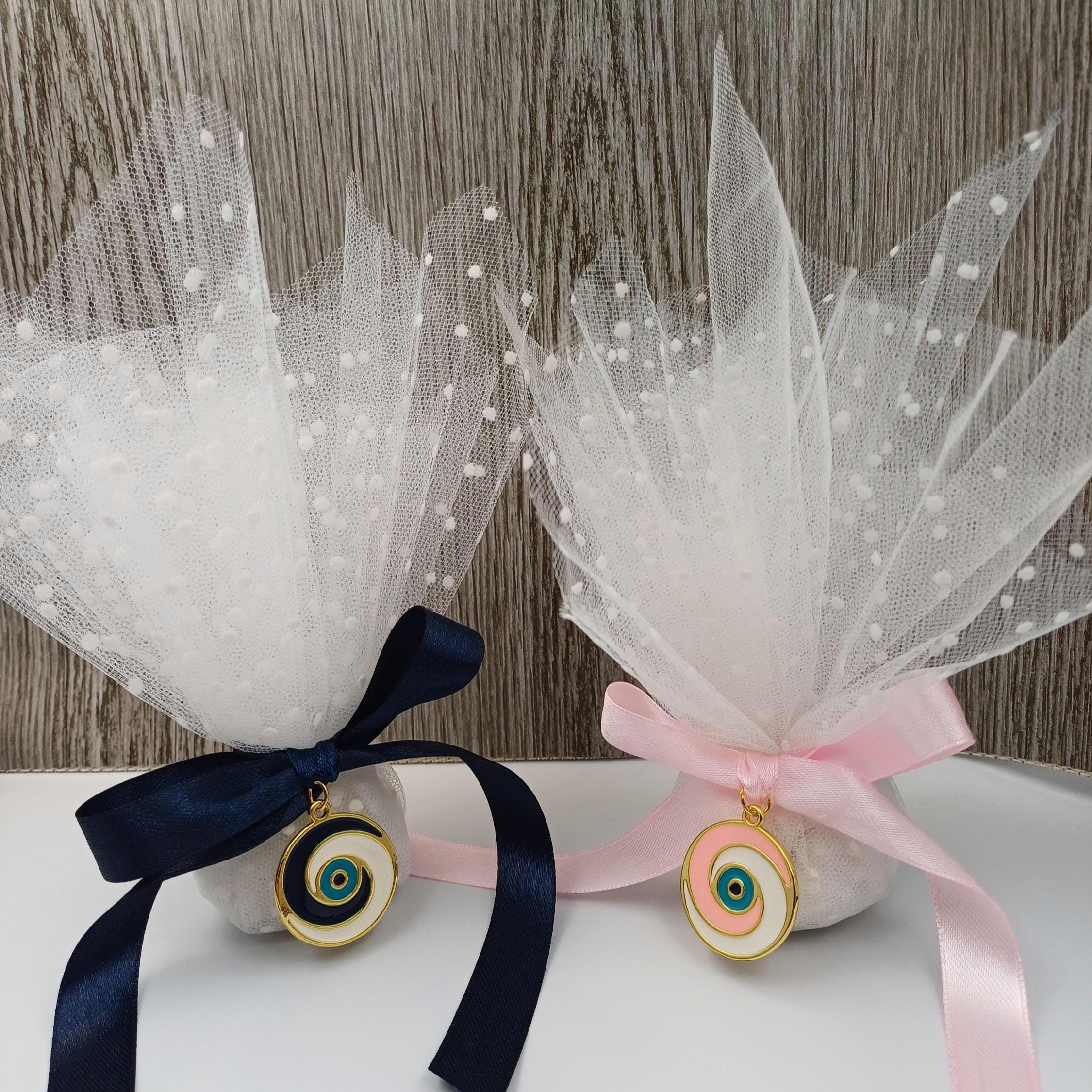 Baptism favors, orthodox Pink Evil eye favors bomboniera jordan almonds koufeta ,mi bautizo confetti,first communion , baby shower 10 pcs.