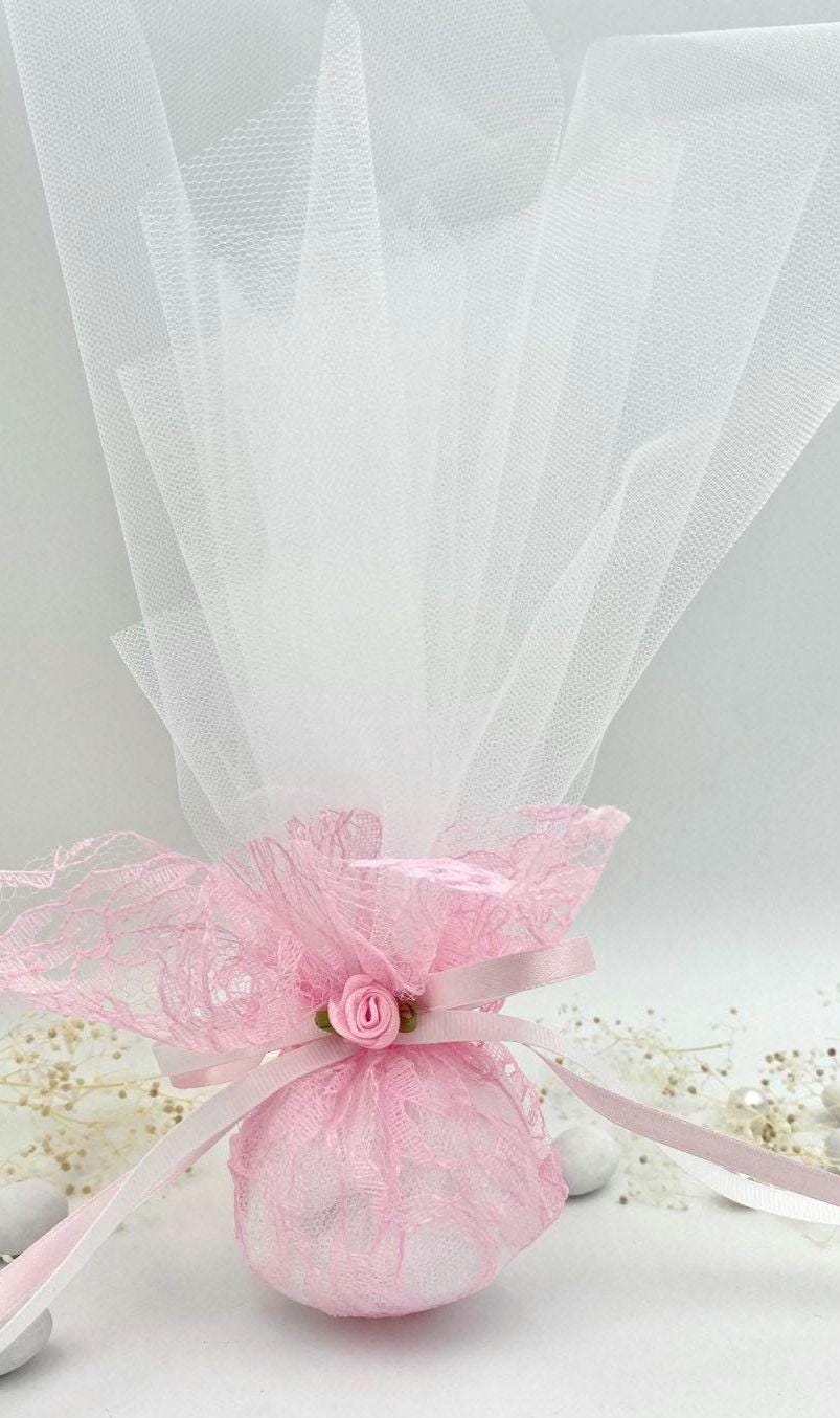 10 pcs, White favors,Pink favors,Tulle and lace Wedding Favor, Greek wedding, Orthodox wedding,  Mpomponiera, Bomboniere, Koufeta.