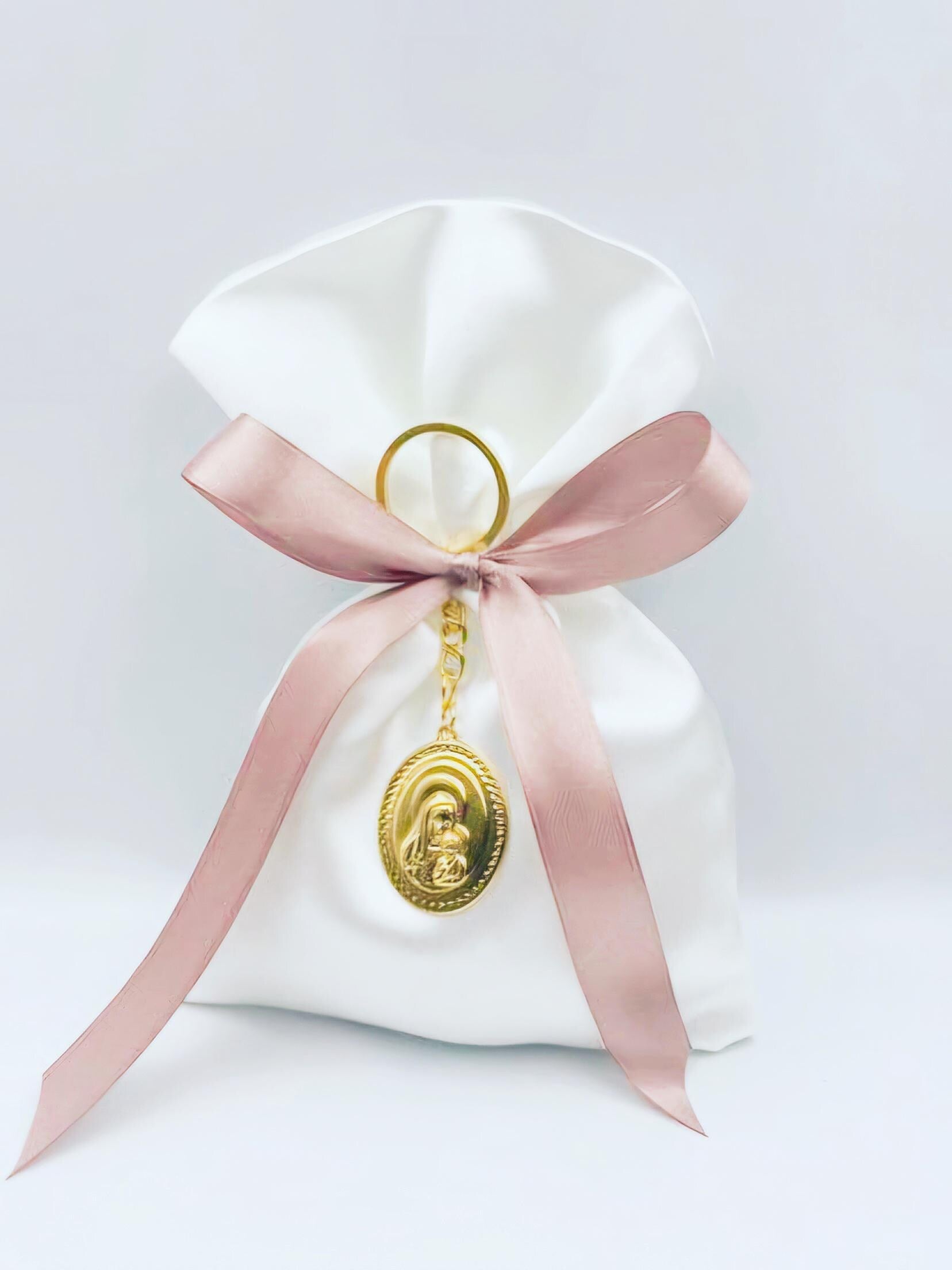 10 pcs, Greek baptism  bombonieres, Christening favor Panagia icon, Orthodox Keychain favors, Girl baptism,Koufeta, Almond candy satin bags.