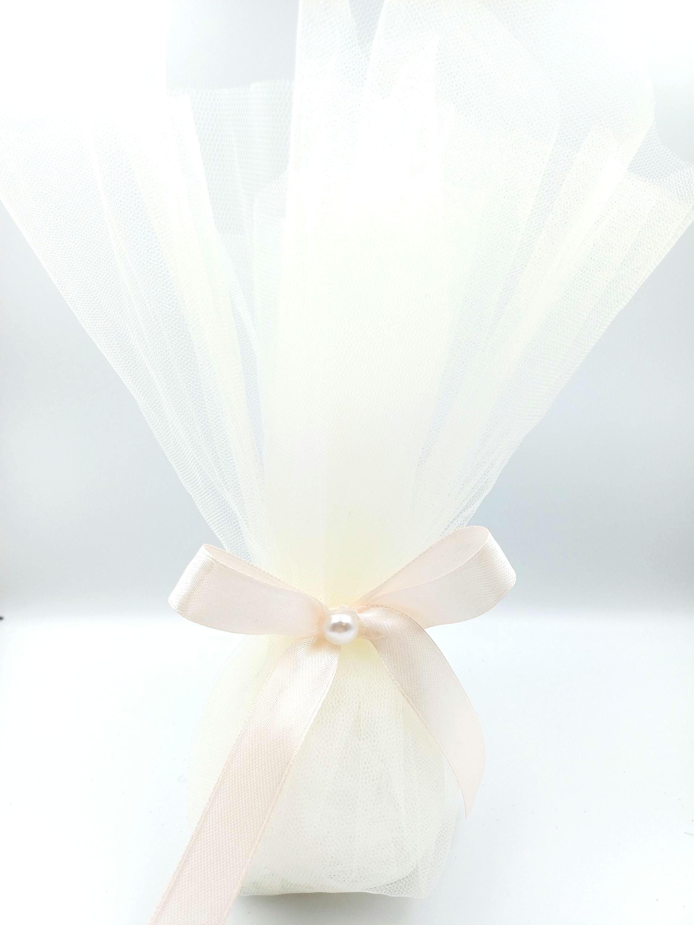 10 pcs, Greek Bombonieres, Orthodox wedding, Greek traditional tulle favor, Christening wedding favors with pearl, koufeta jordan almond.