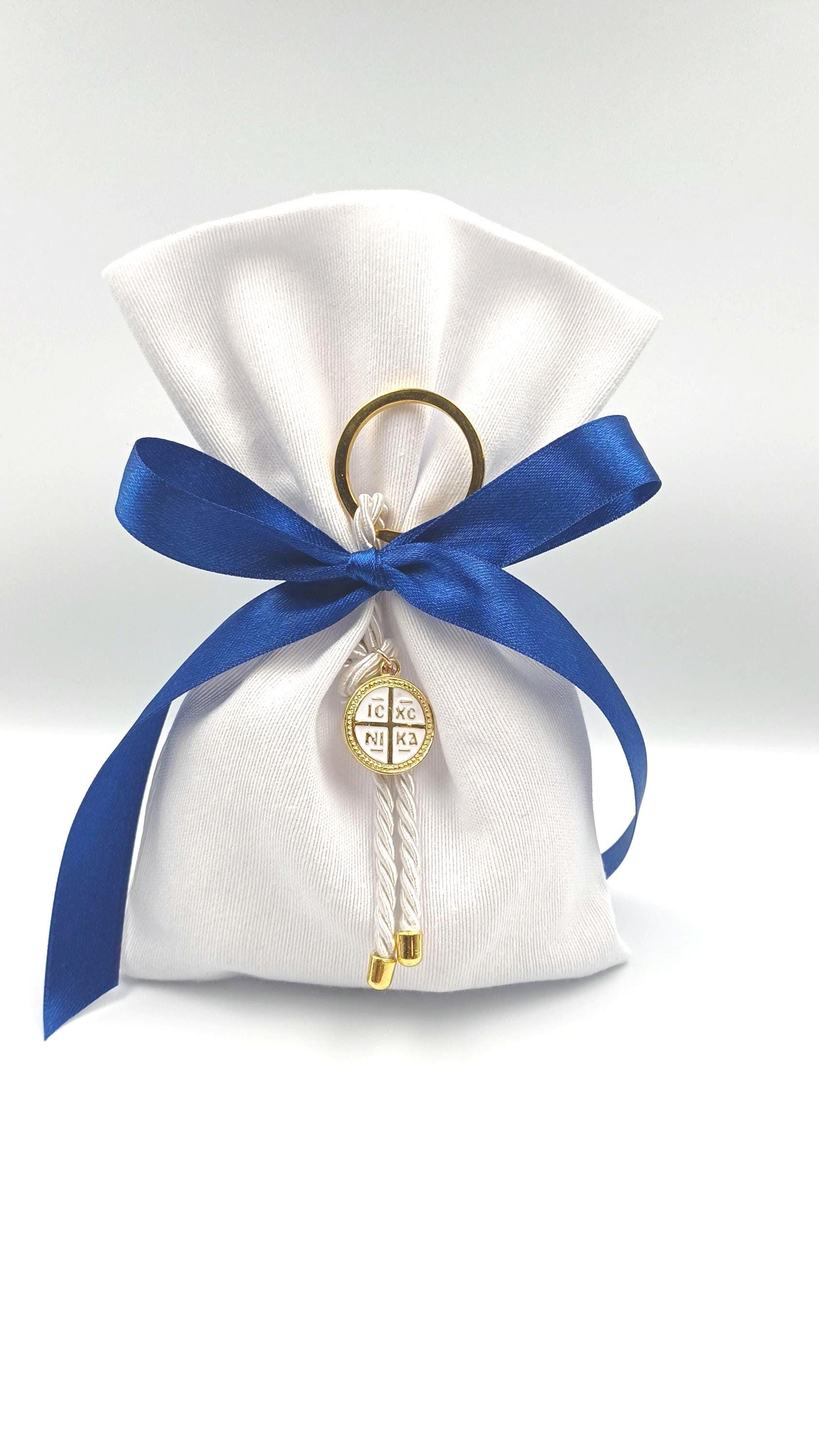 10 pcs, Greek  Orthodox baptism boubounieres, first communion Keychain favors, Boy baptism, Koufeta almond candy, Bombonieres, martyrika.