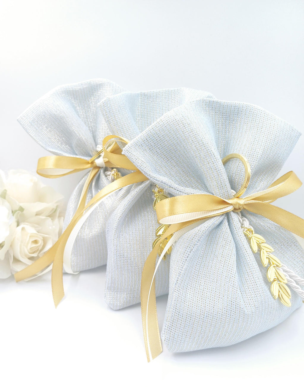 Elegant Wedding Favor Bag, Greek Baptism Favor with Olive branch key chain Koufeta  Orthodox baptism ,bridal shower 10 pcs.