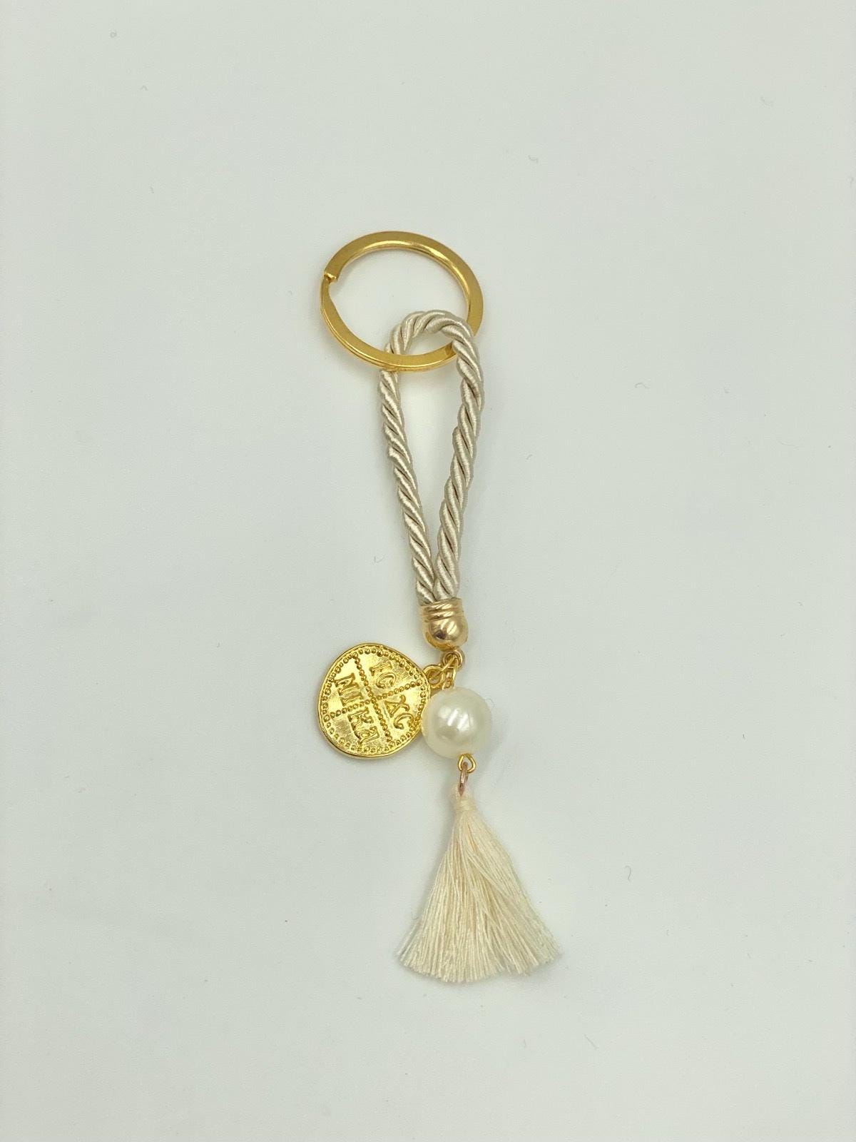 Konstantinato Cross Keychain Favors: Greek Orthodox Baptism Martyrika (10 pcs)