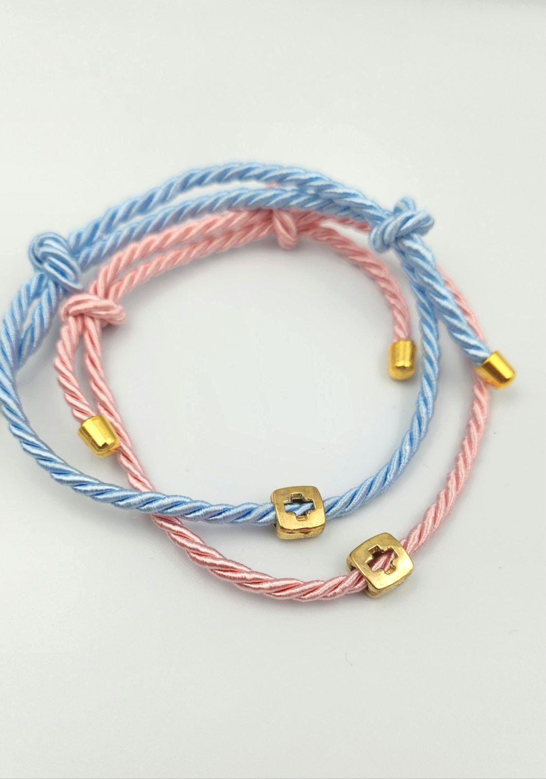 Baptism Bracelet with Cross,  Christening Gift, Gold Cross Favors, Handmade Witness Religious Jewelry, 10 pcs