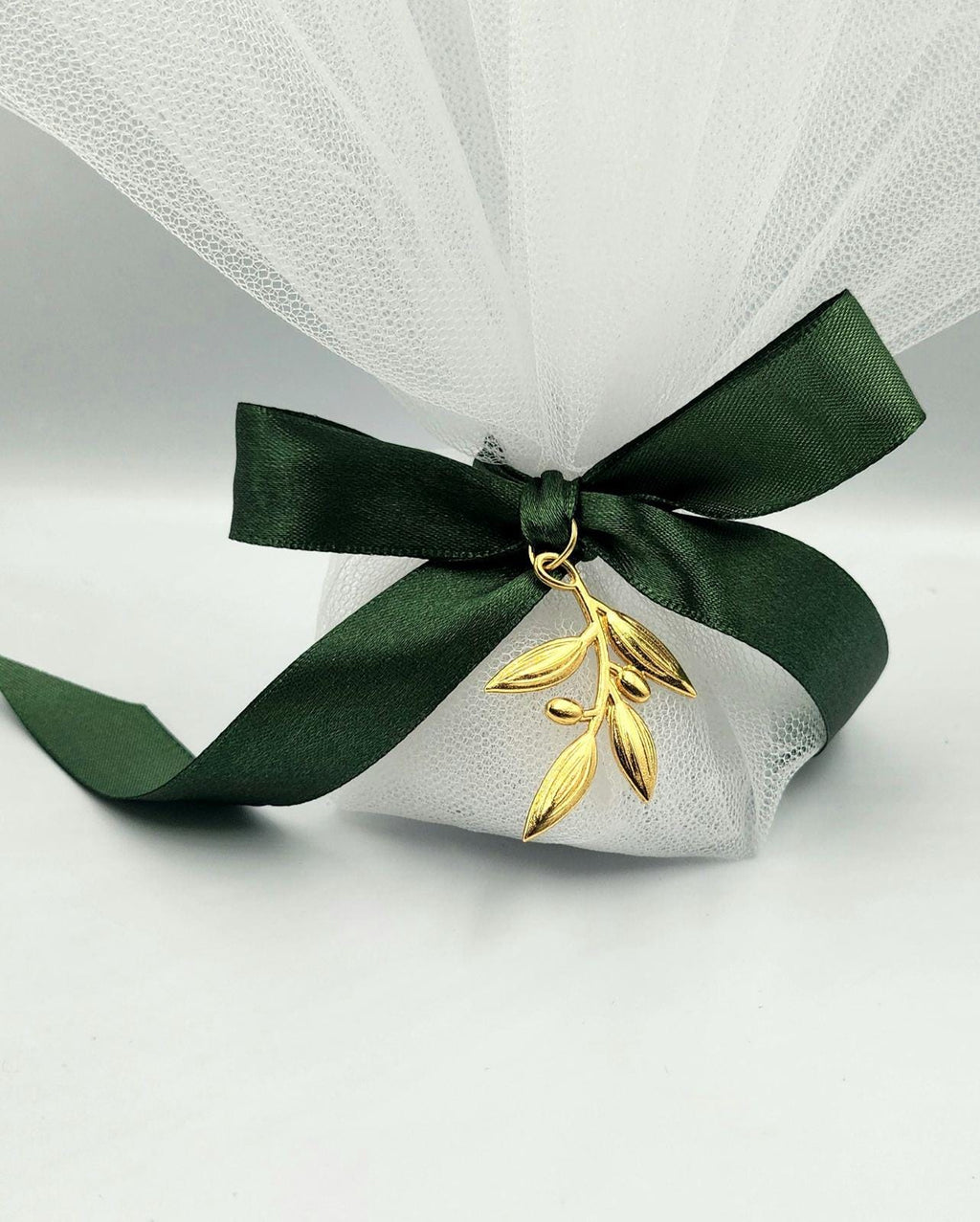 Greek wedding favors olive leaf bombonieres with tulle and koufeta | Orthodox bridal shower gifts | set of 10.