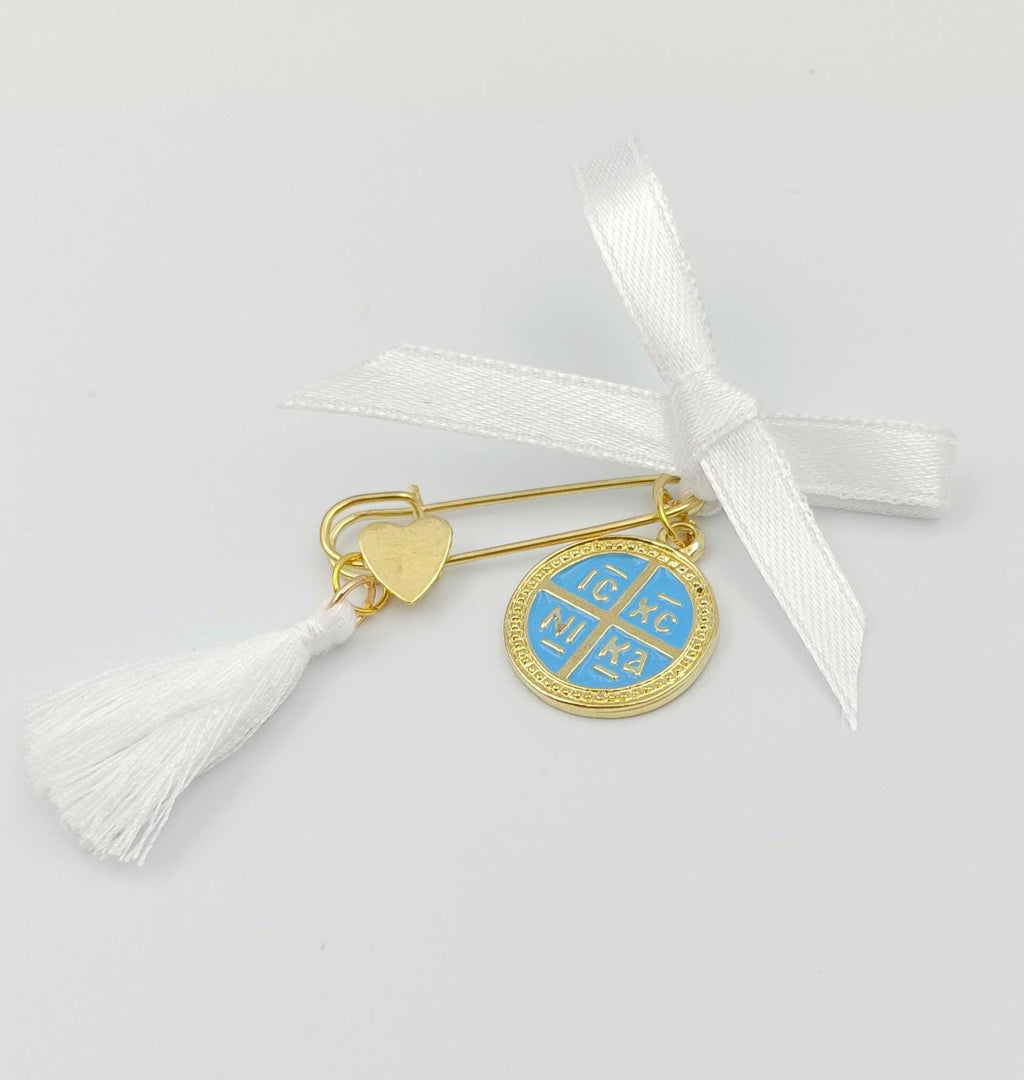Boy Baptism Martyrika Pins, Greek Orthodox Christening Favors, First Communion Gifts, Cross Favors, Konstantinato Pin, 10 pcs