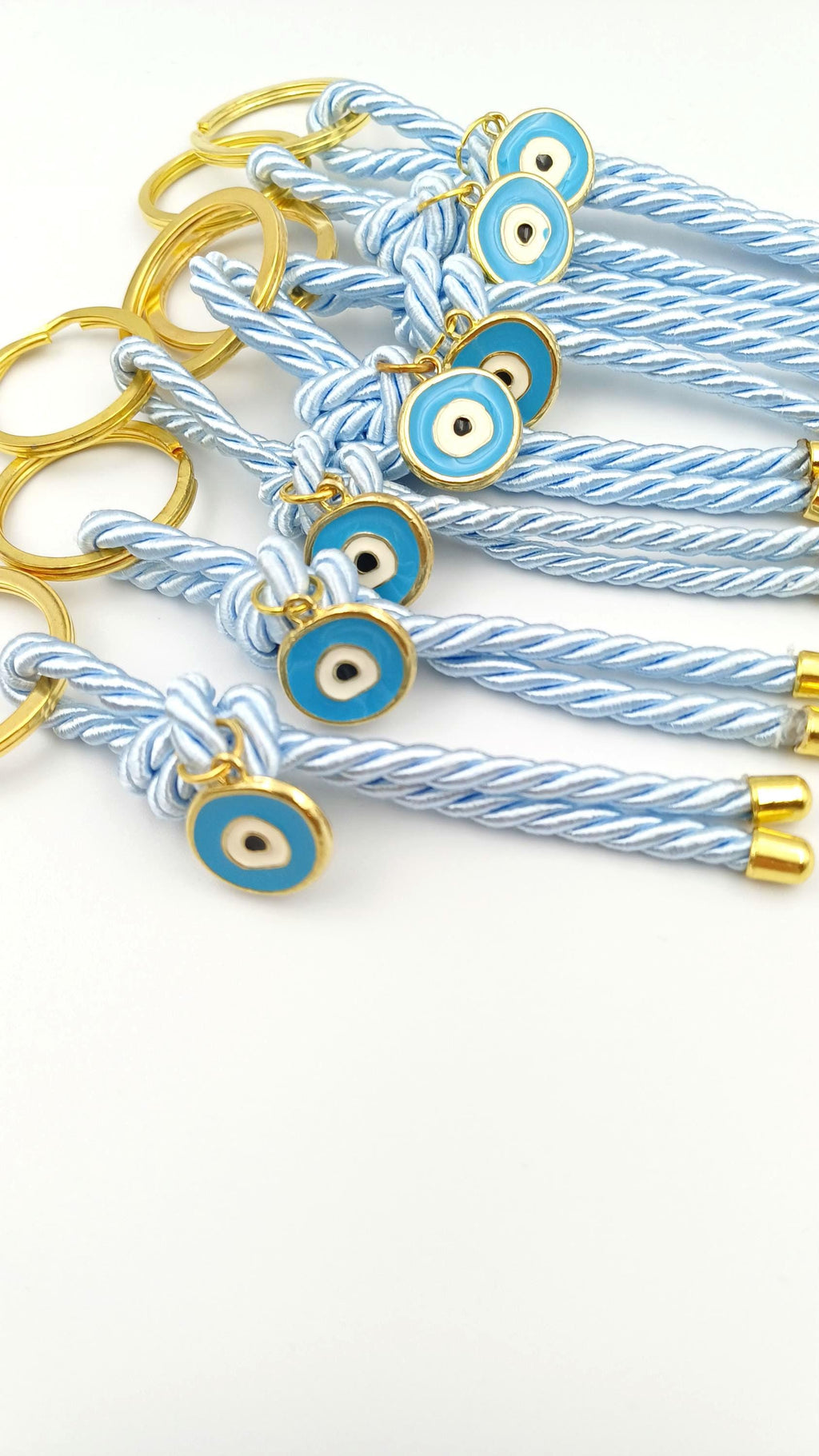 Evil eye Key chain Baptism favors, Greek Orthodox Blue Martyrika , 10 pcs.