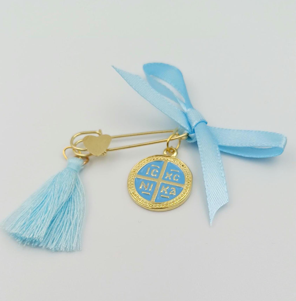 Boy Baptism Martyrika Pins, Greek Orthodox Christening Favors, First Communion Gifts, Cross Favors, Konstantinato Pin, 10 pcs