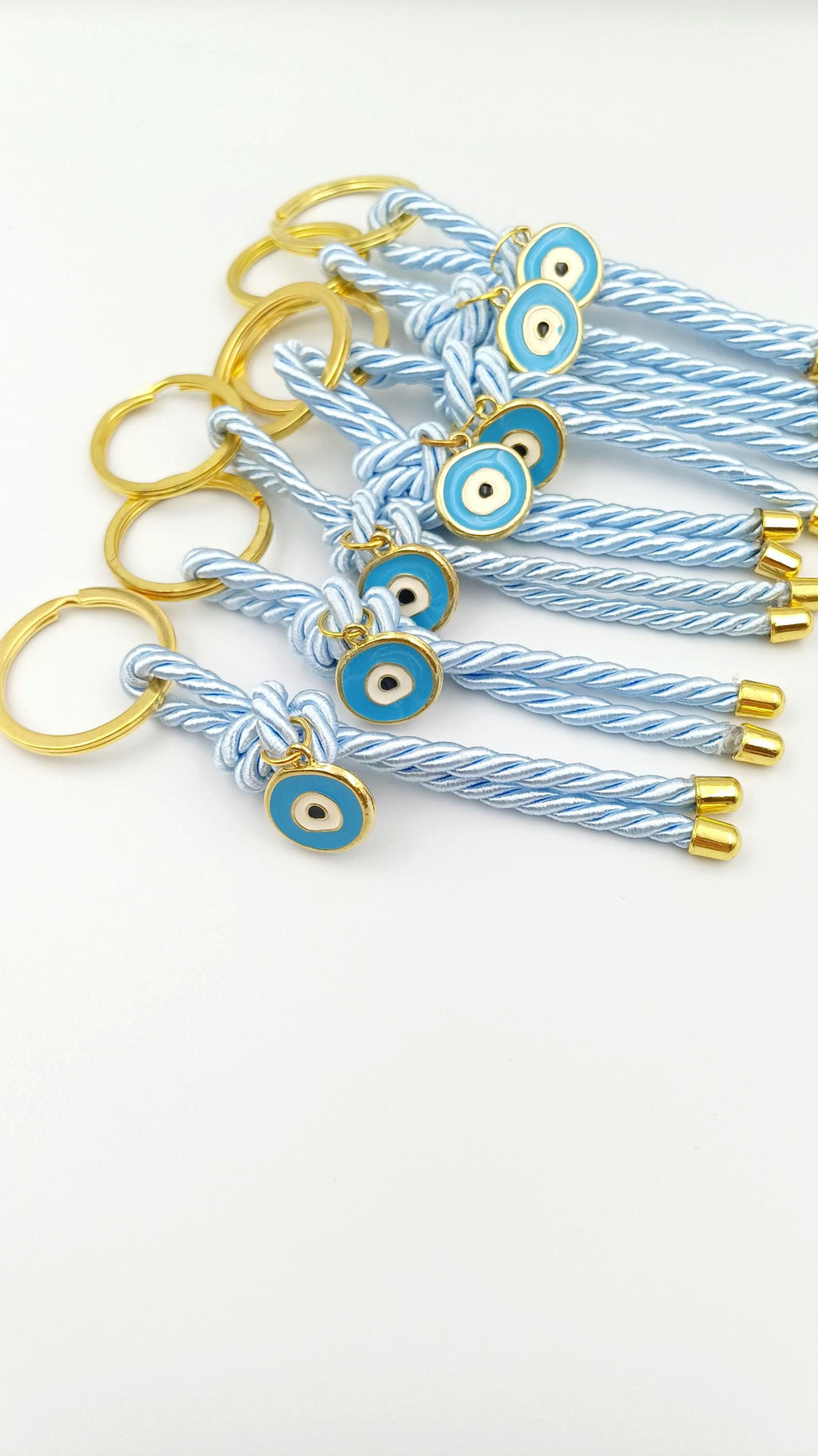 Evil eye Key chain Baptism favors, Greek Orthodox Blue Martyrika , 10 pcs.