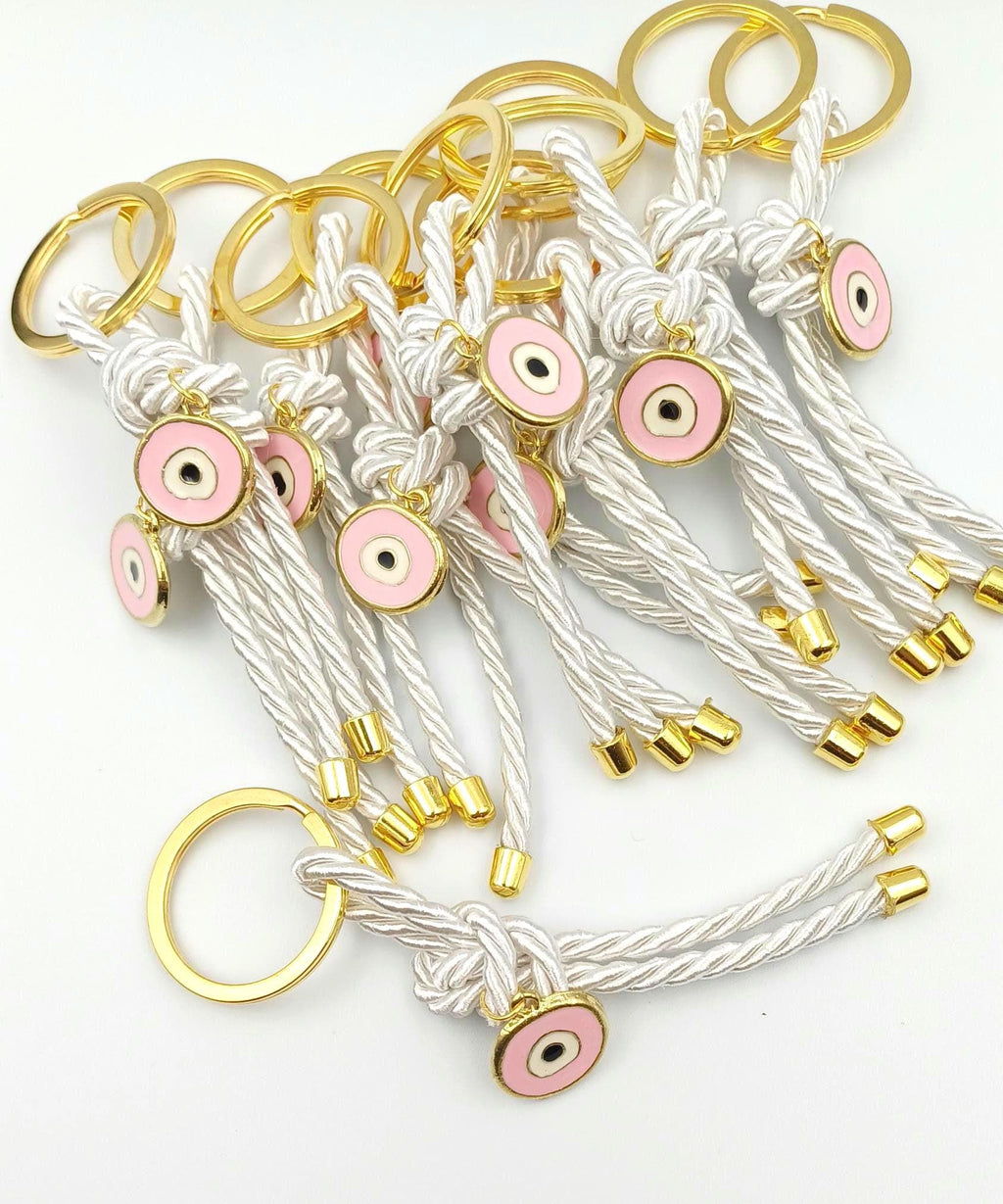 Greek Orthodox Baptism Martyrika, Evil Eye Keychain Favors, Christening Witness Gift, First Communion Souvenir, 10 pcs