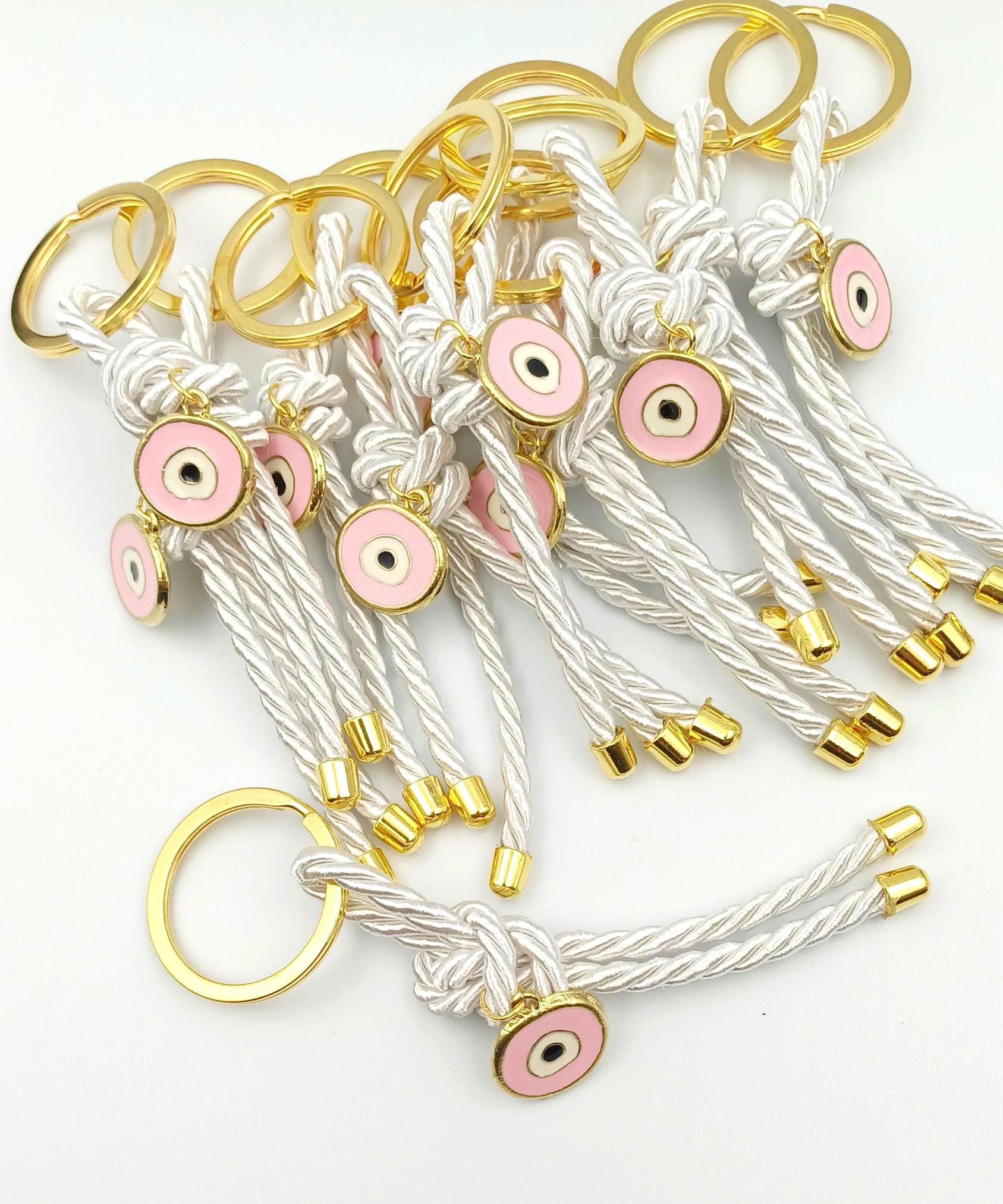 Greek Orthodox Baptism Martyrika, Evil Eye Keychain Favors, Christening Witness Gift, First Communion Souvenir, 10 pcs