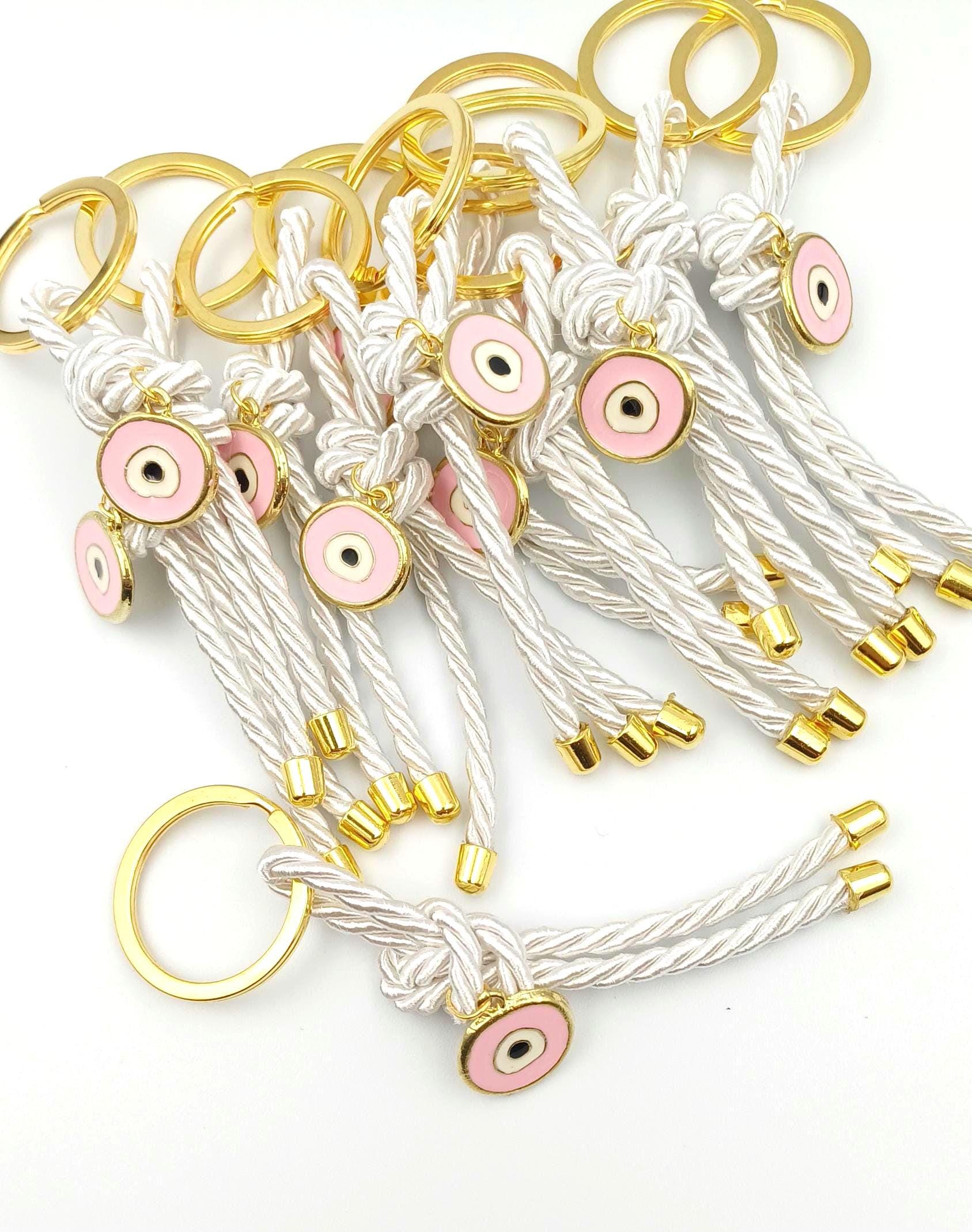 Greek Orthodox Baptism Martyrika, Evil Eye Keychain Favors, Christening Witness Gift, First Communion Souvenir, 10 pcs