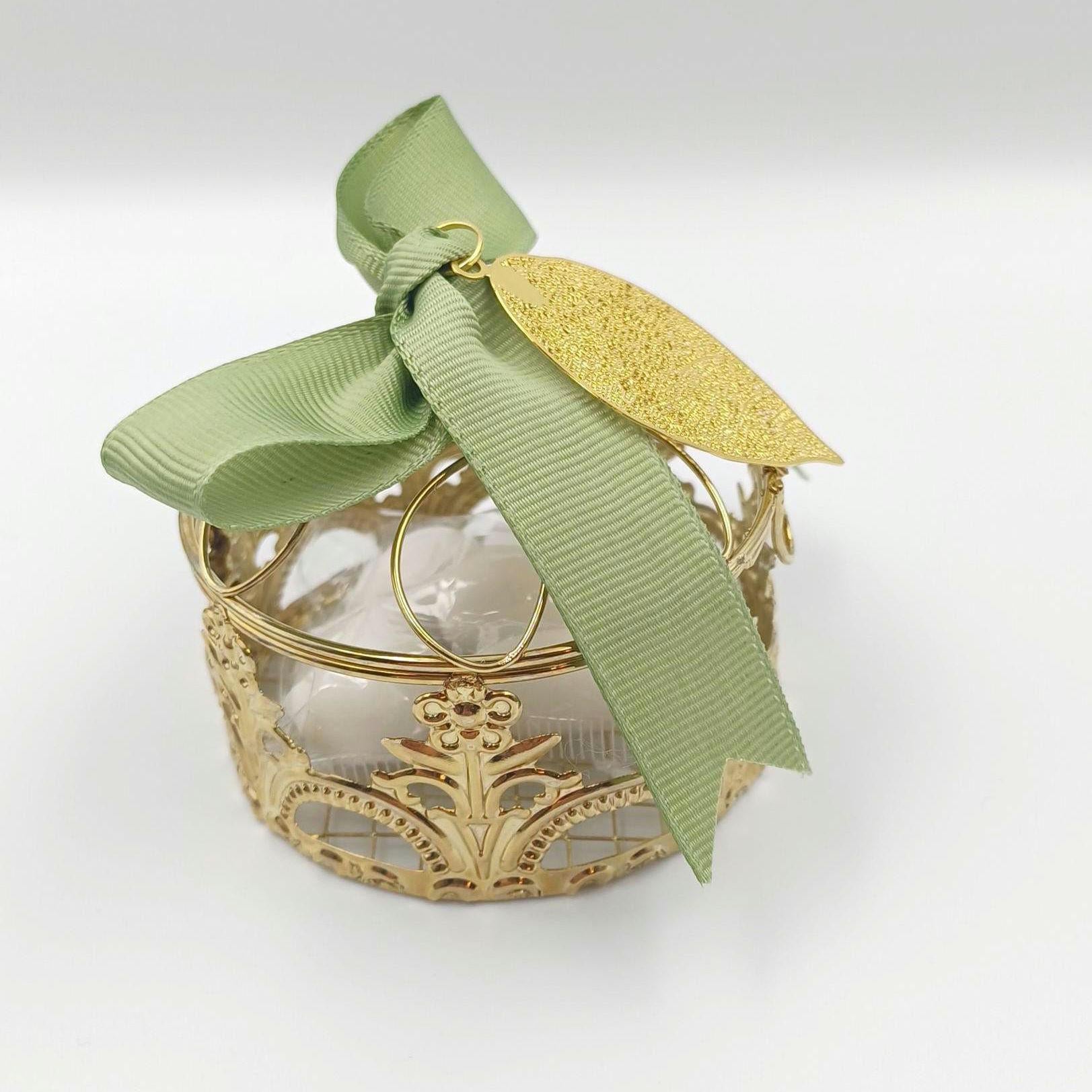 Wedding box favors Set of 10, Gold metallic jewelry boxes with olive leaf charm Mediterranean Keepsake