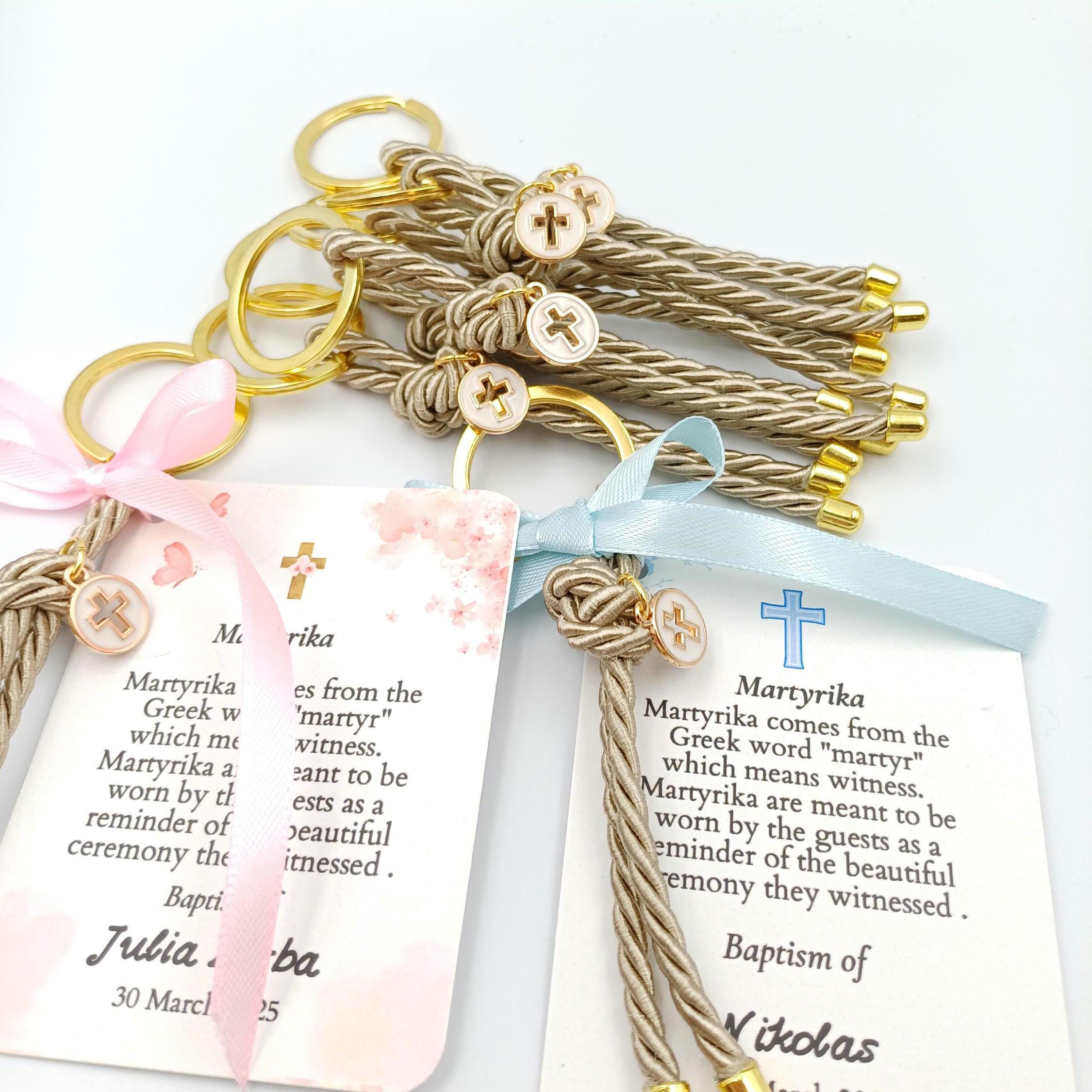 10 pcs,Personalized Cross keychain favors, Greek Baptism Martyrika,Witness favor,first communion.
