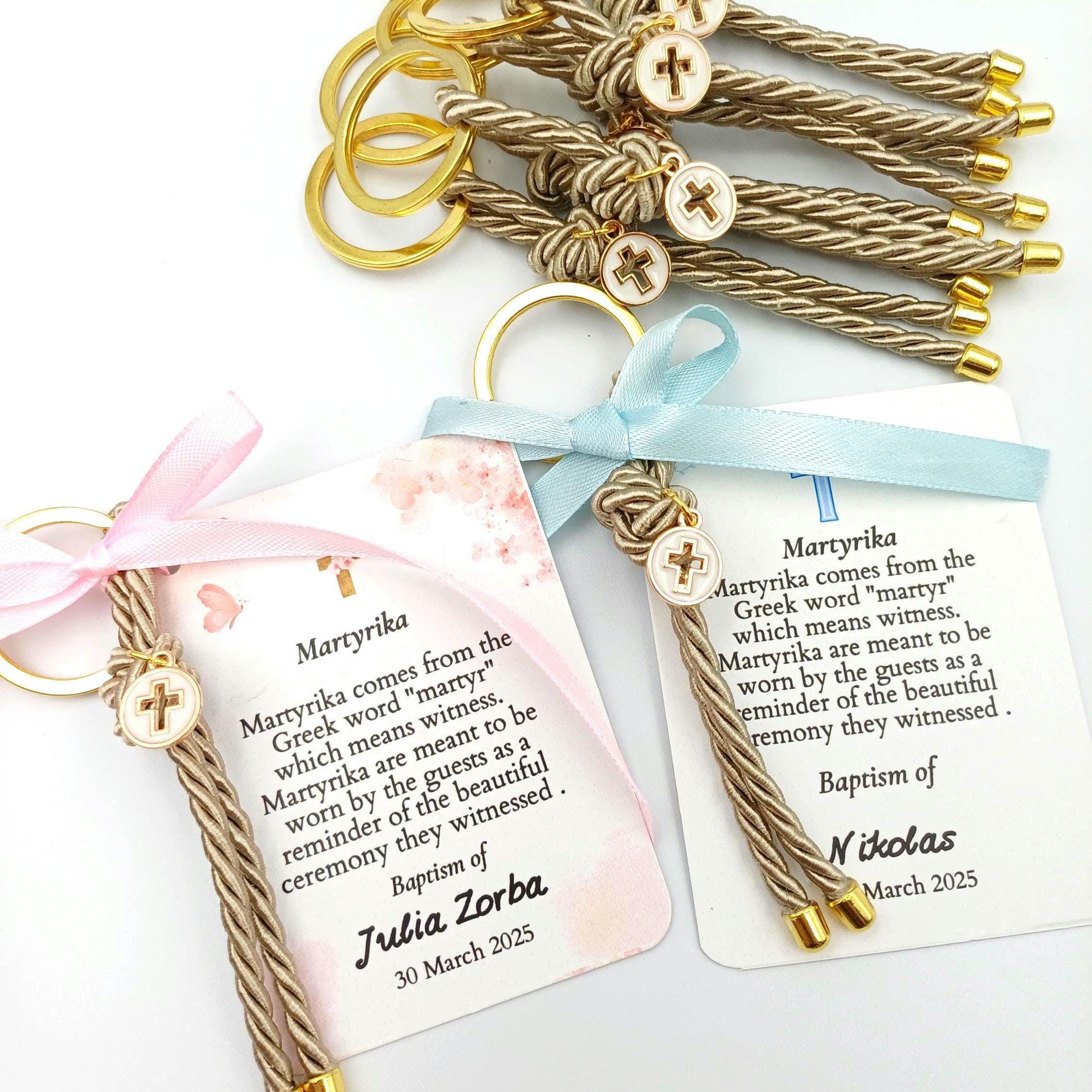 10 pcs,Personalized Cross keychain favors, Greek Baptism Martyrika,Witness favor,first communion.