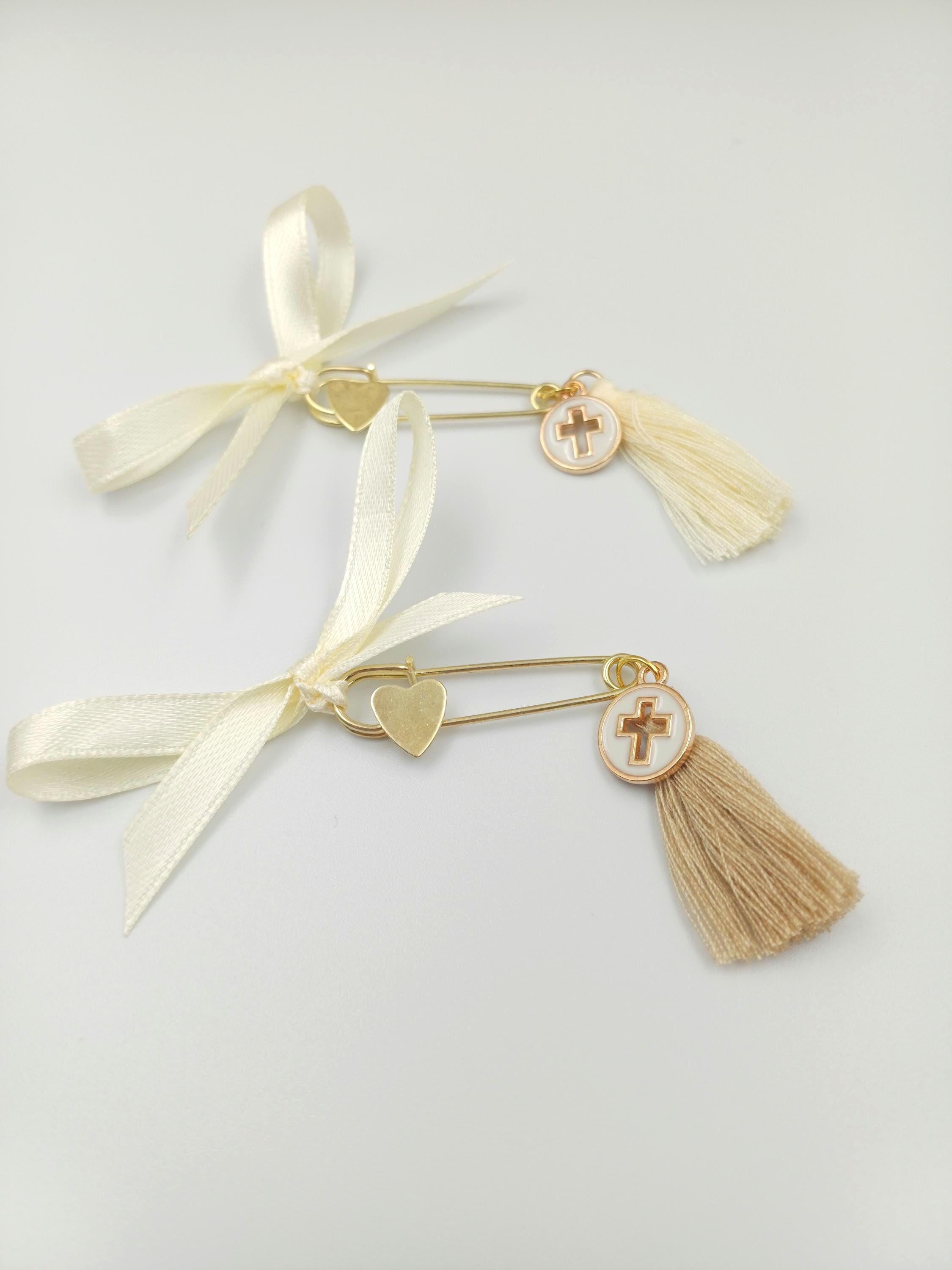 Greek Orthodox Baptism Martyrika – Safety Pin Witness Pins – Christening Favors, First Communion gift (Set of 10)– Boy or Girl