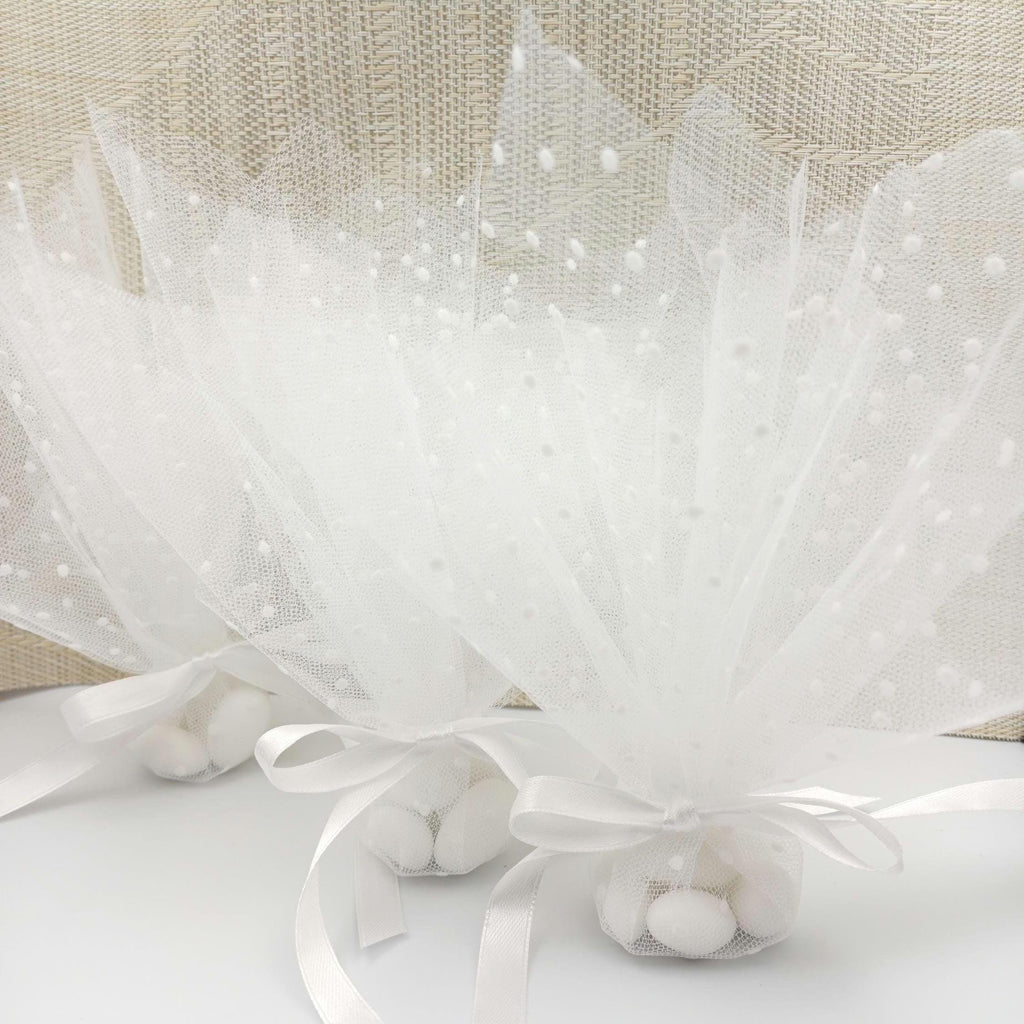 20 pcs, Tulle Wedding Favors, Greek Koufeta Bomboniere with Jordan Almonds .
