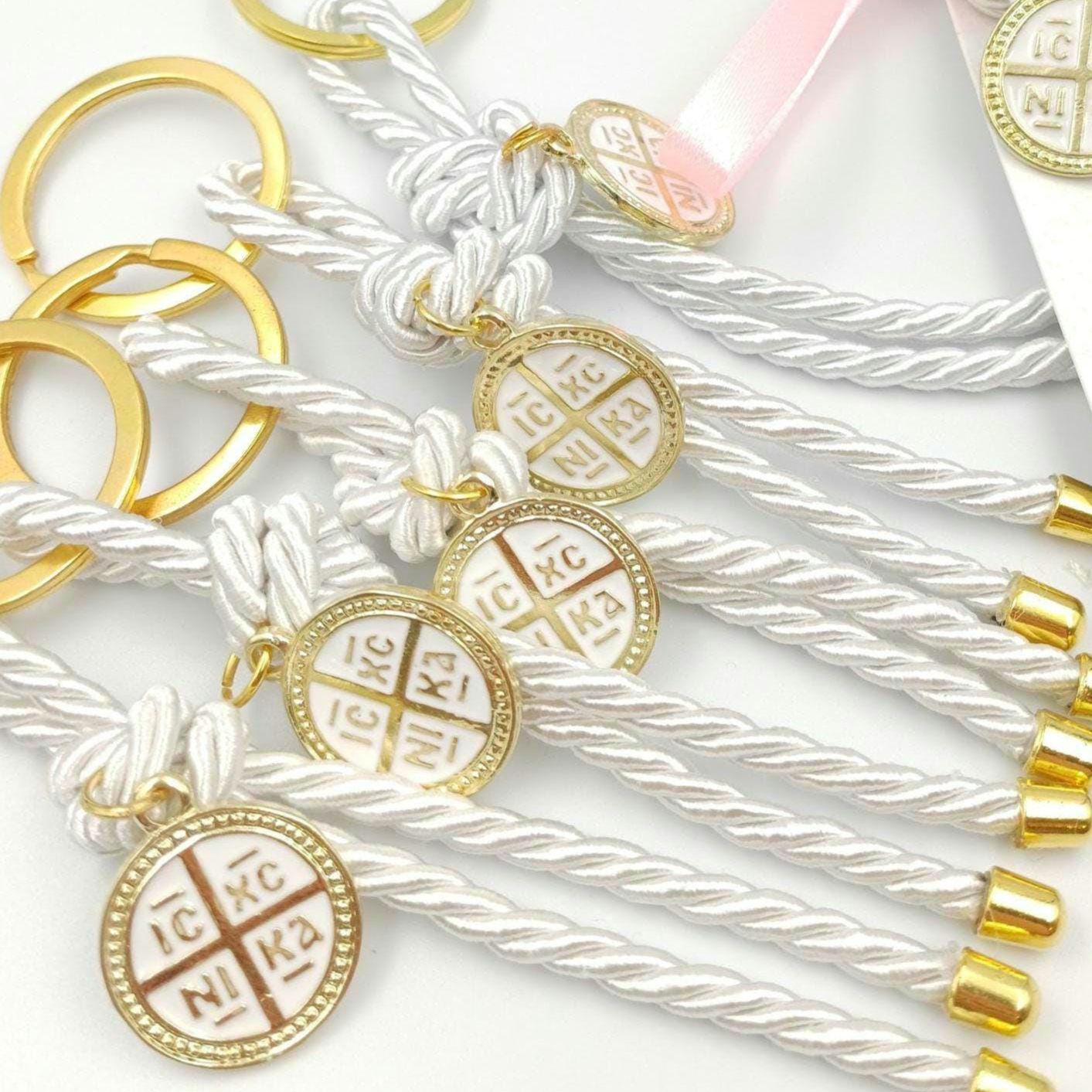 Martyrika Cross Keychain Favor, Orthodox Baptism favors, Christening favors, first communion 10 pcs.