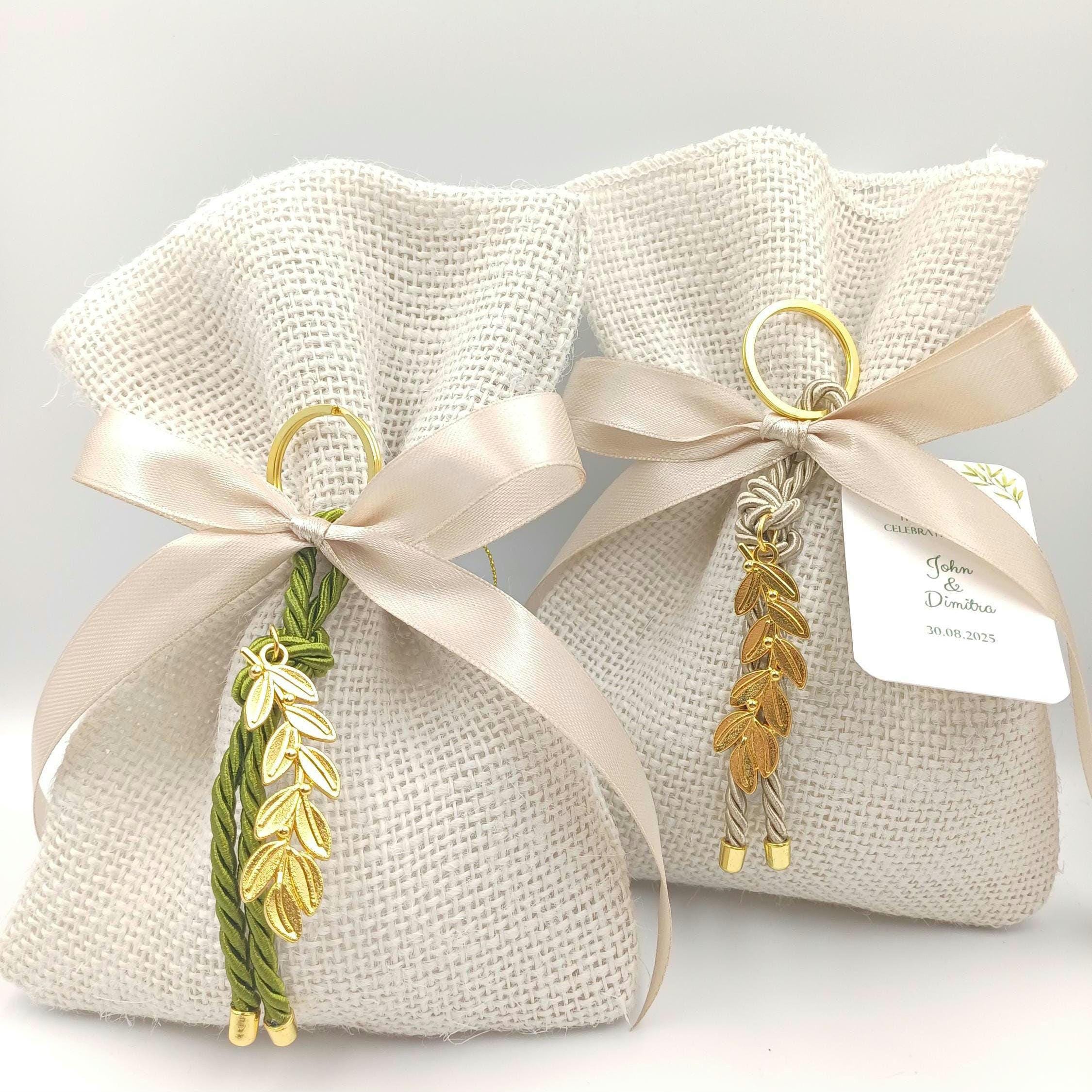 Greek baptism favor for boy/girl – handmade martyrika olive branch Orthodox bombonieres, destination  weddings, Koufeta Burlap Bag (Set of 1
