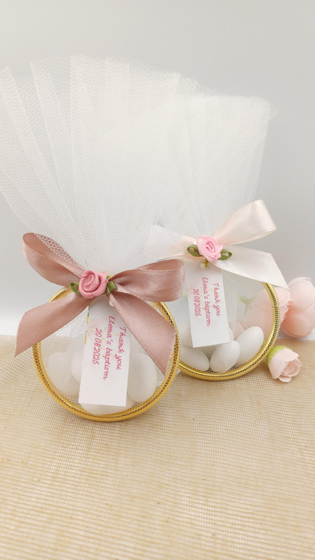 Almond candy wedding bomboniere  engagement, bridal shower, Tulle ring favors, set of 10 .