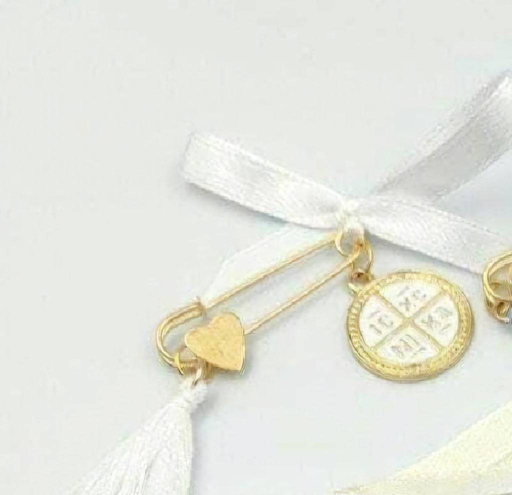 Greek Orthodox Baptism Martyrika Gold Cross Safety Pins Christening Keepsake set of 10