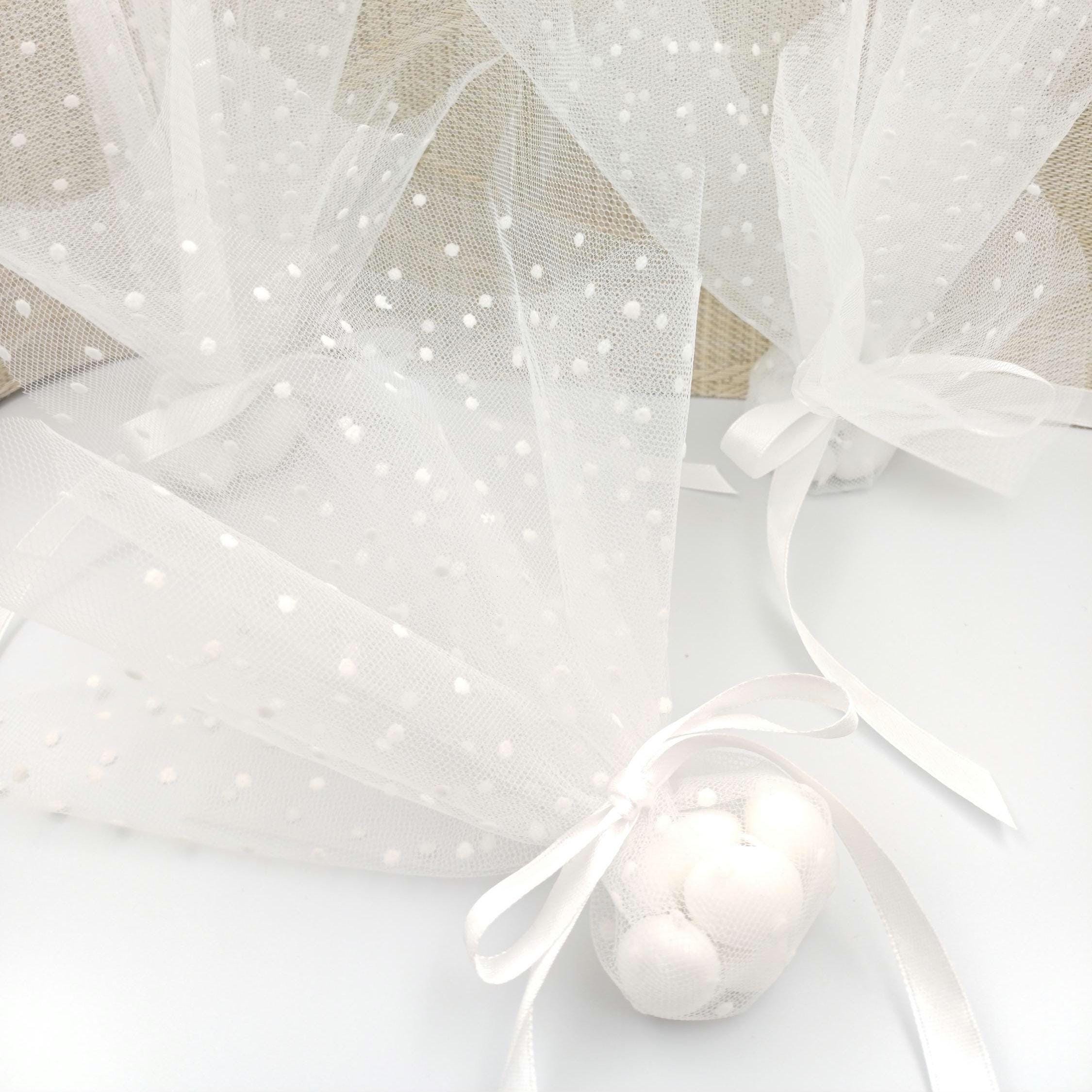 Greek Tulle Bombonieres with Koufeta, Orthodox Wedding & Christening Favors, Traditional Rustic Style, Set of 20