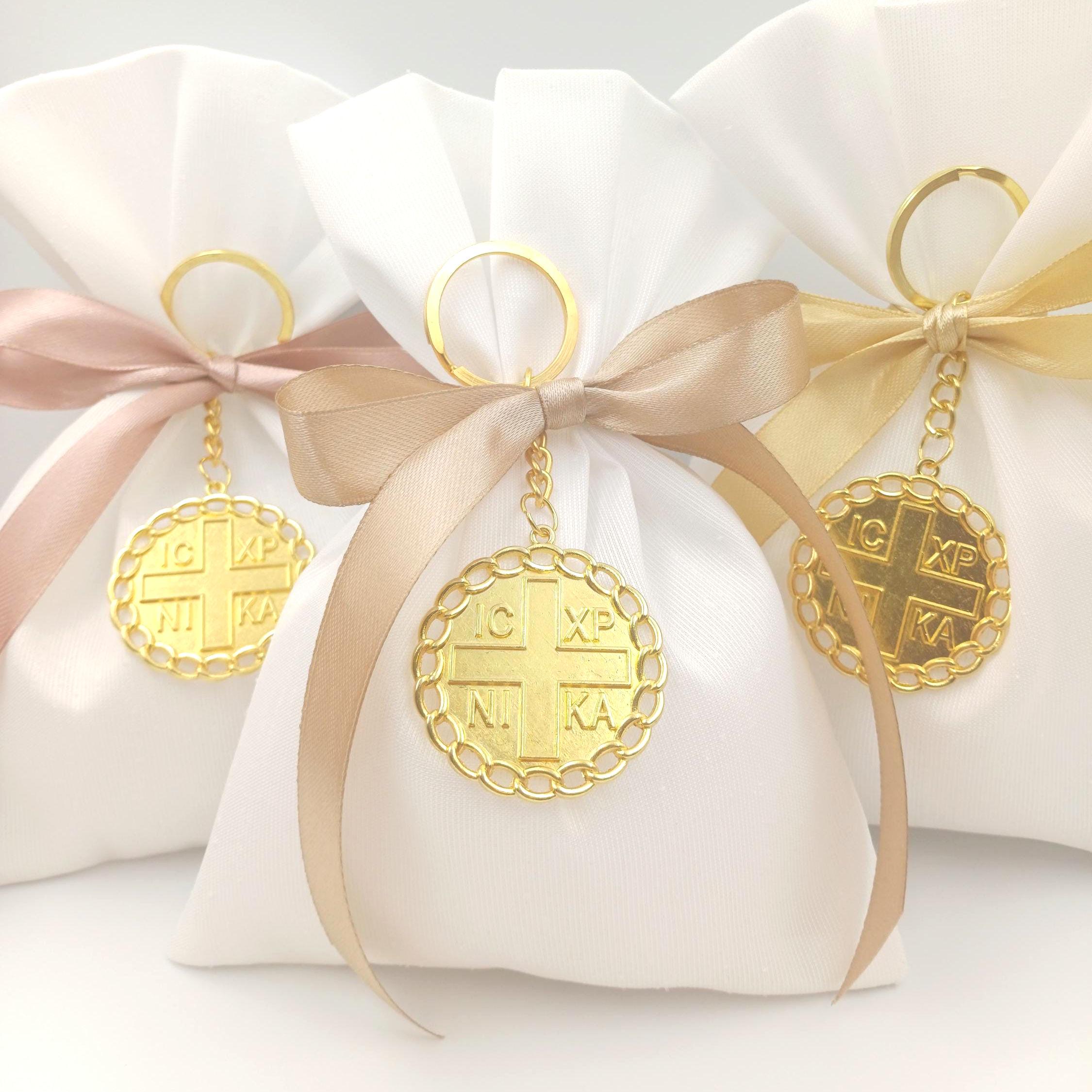 Greek Orthodox Baptism Favors, ICXCNIKA Keychain Bomboniere (Set of 10)