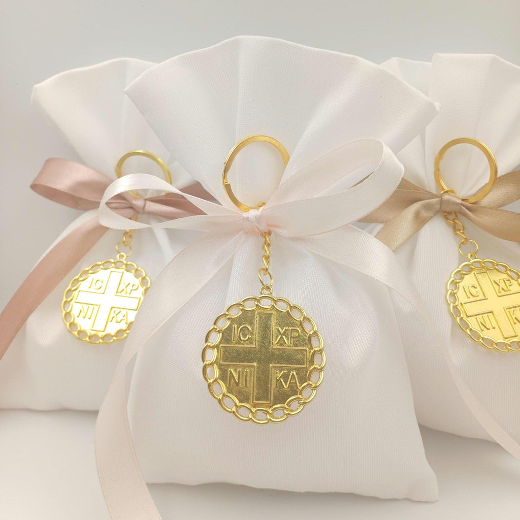 Greek Orthodox Baptism Favors, ICXCNIKA Keychain Bomboniere (Set of 10)