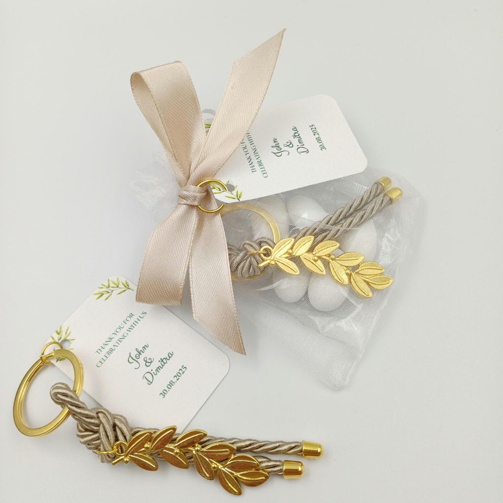 Personalized Martirika Keychain favors olive branch bridal shower favors Greek Wedding Baptism favors bomboniera koufeta (set of 10)