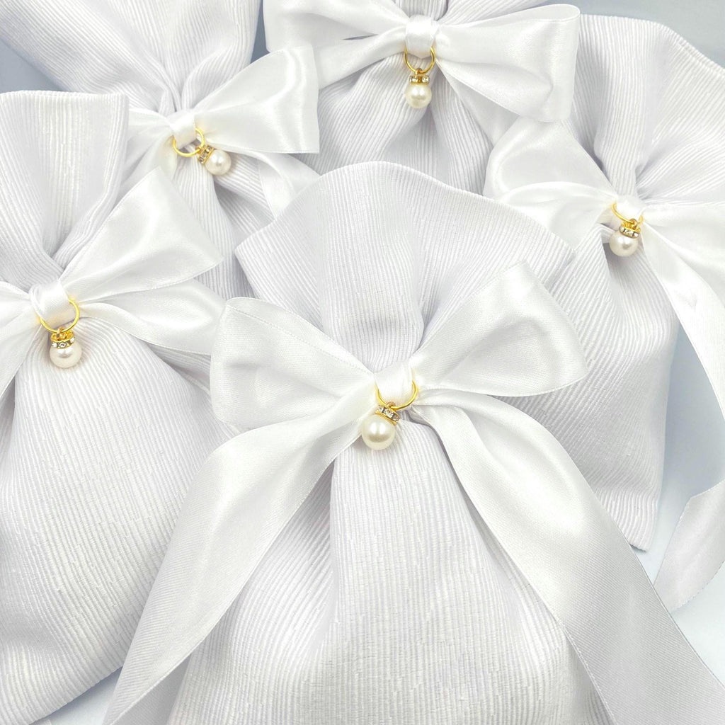 White Pearl Wedding Favors, Greek orthodox Bomboniere, Bridal Shower party souvenir, Koufeta (10 pcs)
