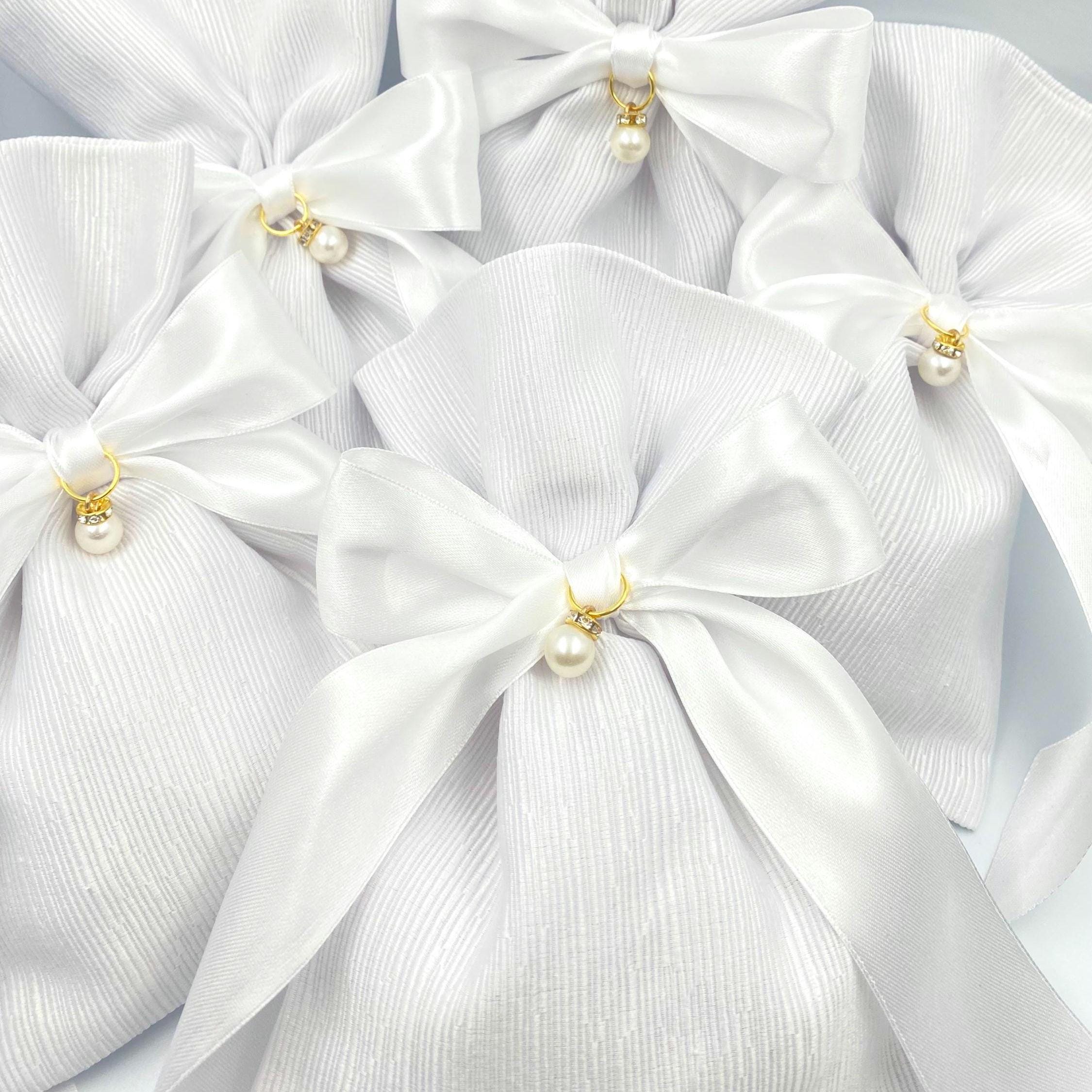 White Pearl Wedding Favors, Greek orthodox Bomboniere, Bridal Shower party souvenir, Koufeta (10 pcs)