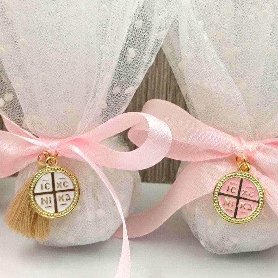 Greek Orthodox Cross Baptism Favors Tulle Bomboniera First Communion Koufeta Sugared Almond Guest Souvenir 10 Pieces