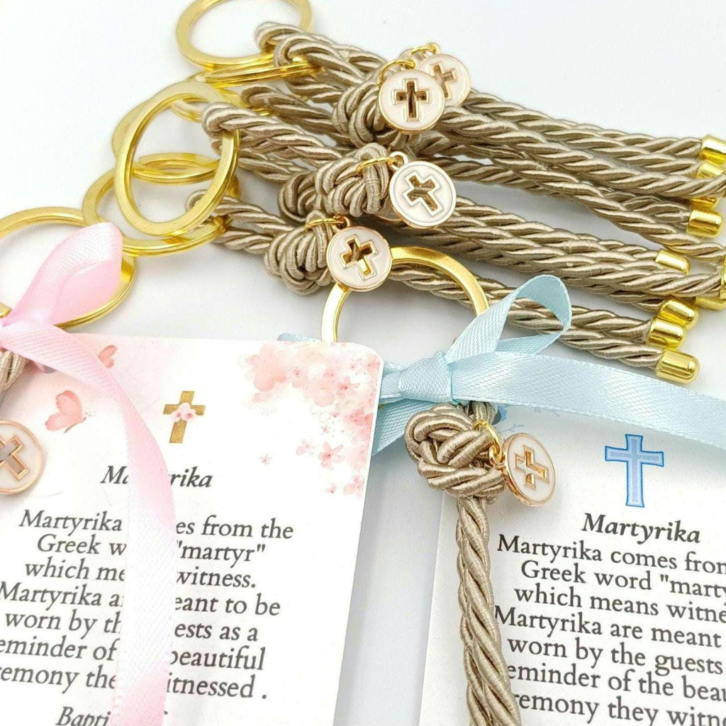 10 pcs,Personalized Cross keychain favors, Greek Baptism Martyrika,Witness favor,first communion.